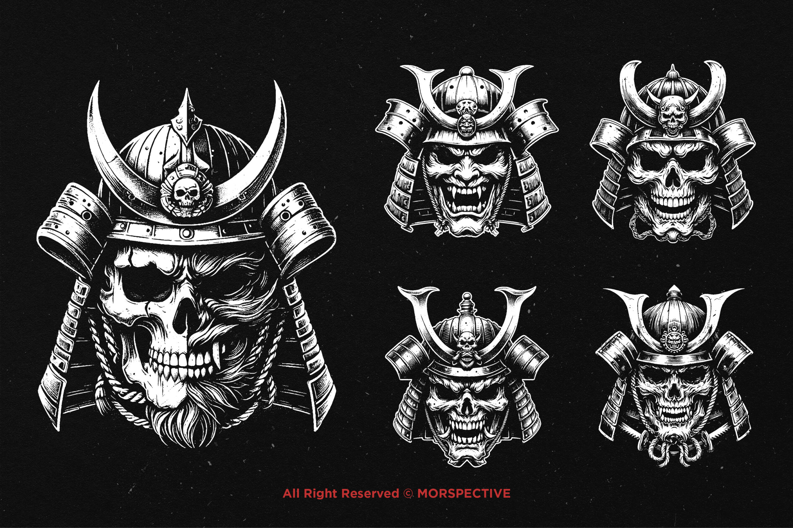 10 Bundle Dark Art Skull Samurai - Image 3