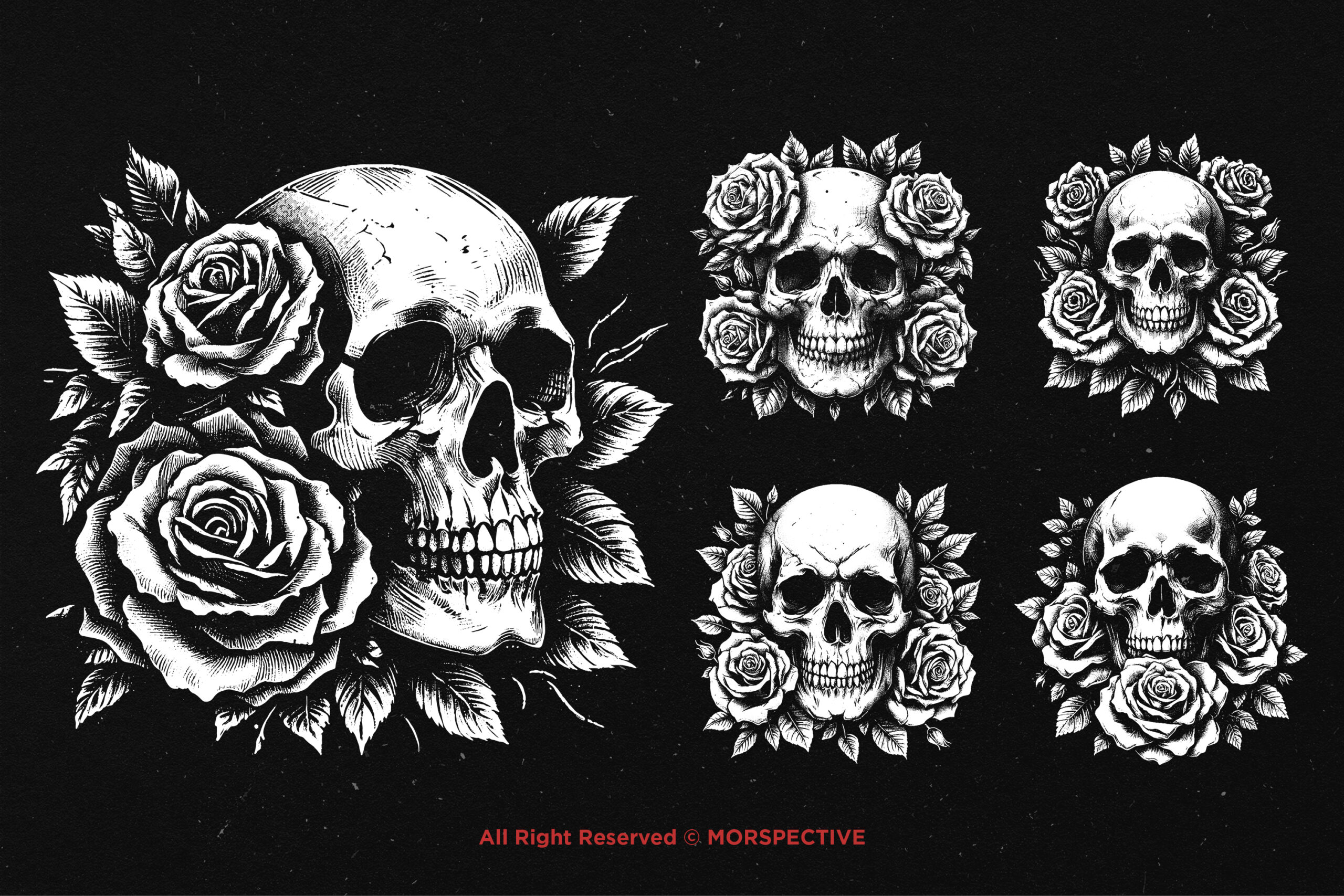 10 Bundle Dark Art Skull Rose Floral - Image 3