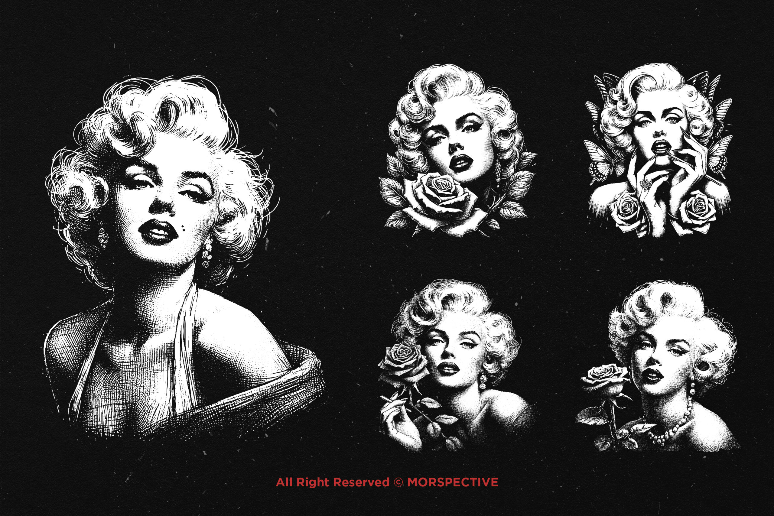 10 Bundle Dark Art Marilyn Face - Image 3