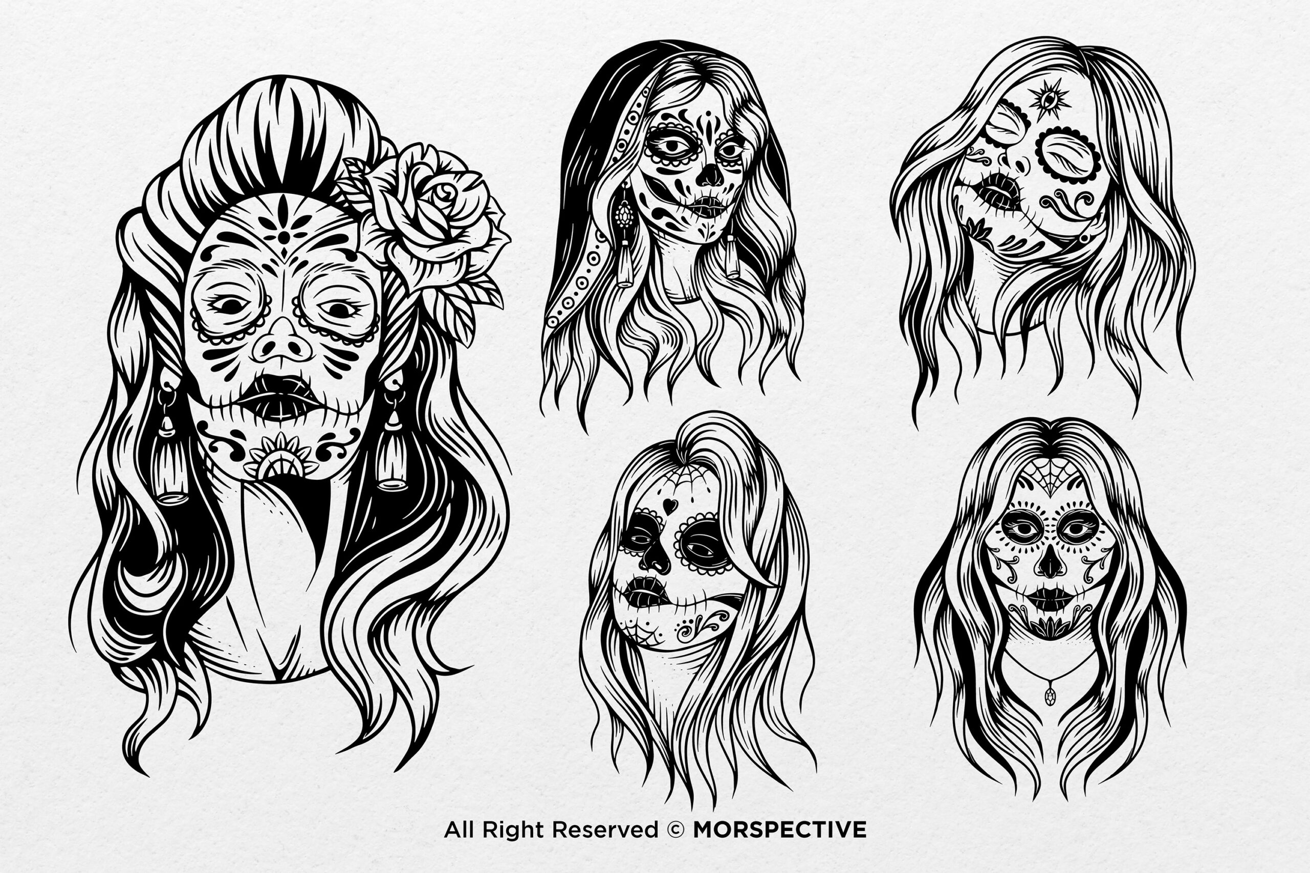 15 Set Bundle Skull Girl Face - Image 2