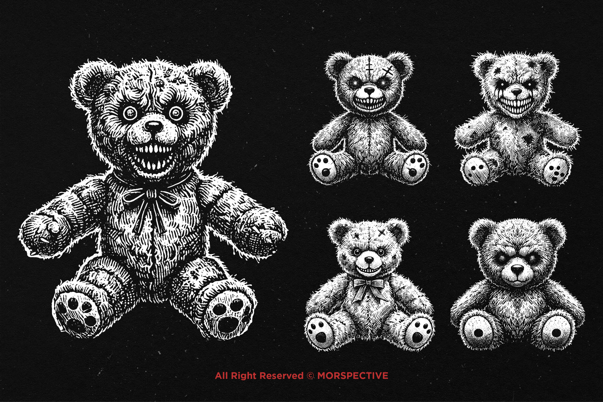 10 Bundle Dark Art Bear Doll - Image 3