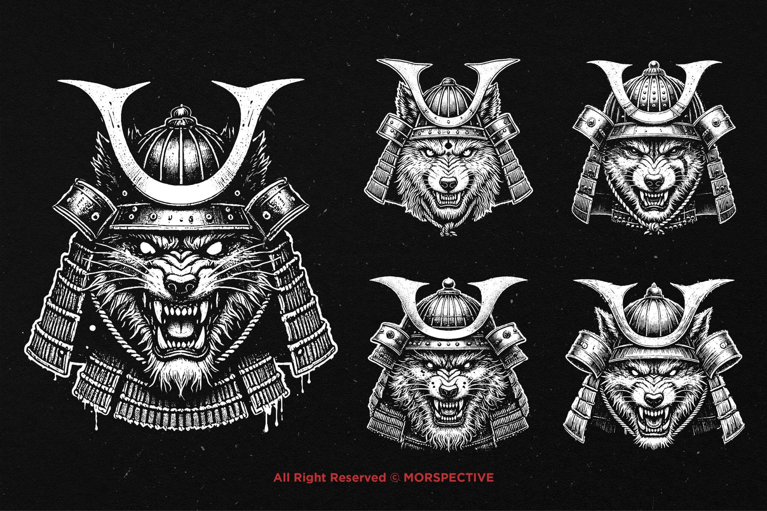 10 Bundle Dark Art Samurai Wolf - Image 3