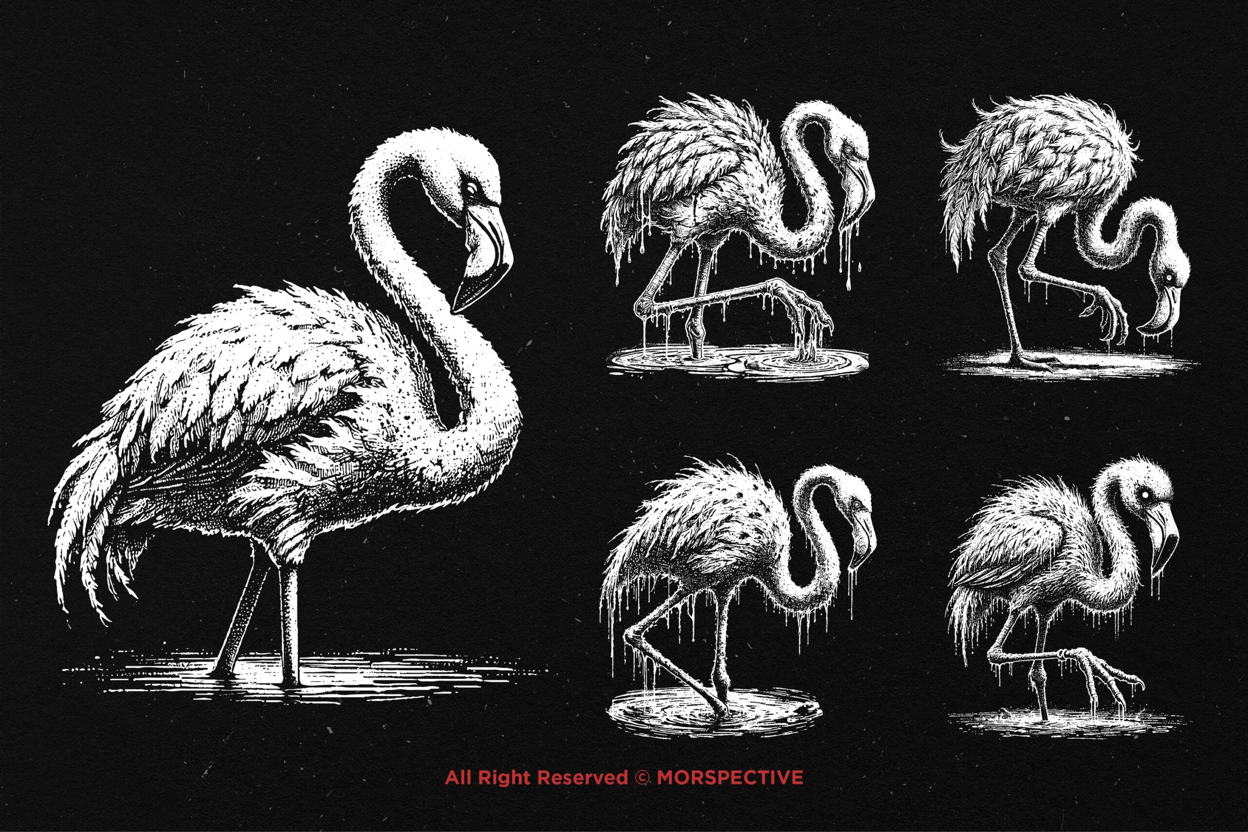 10 Bundle Dark Art Flamingo - Image 3