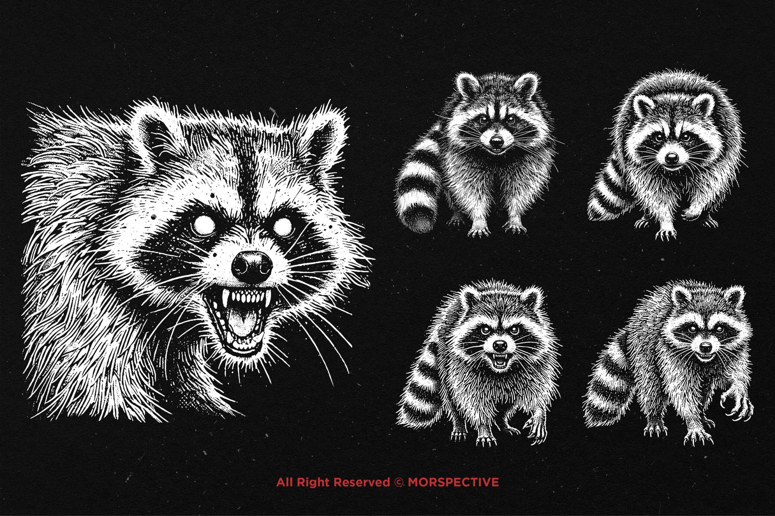 10 Bundle Dark Art Racoon - Image 3