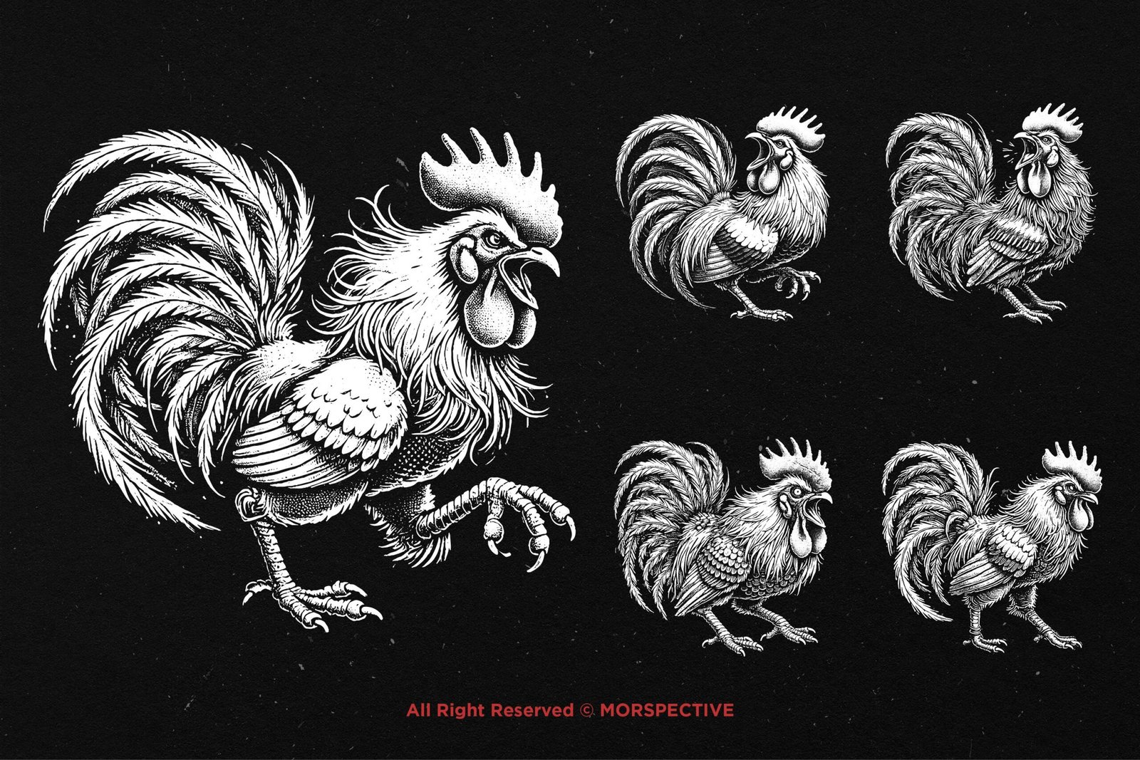 10 Bundle Dark Art Rooster Chicken 3 10 Bundle Dark Art Rooster Chicken - Image 3