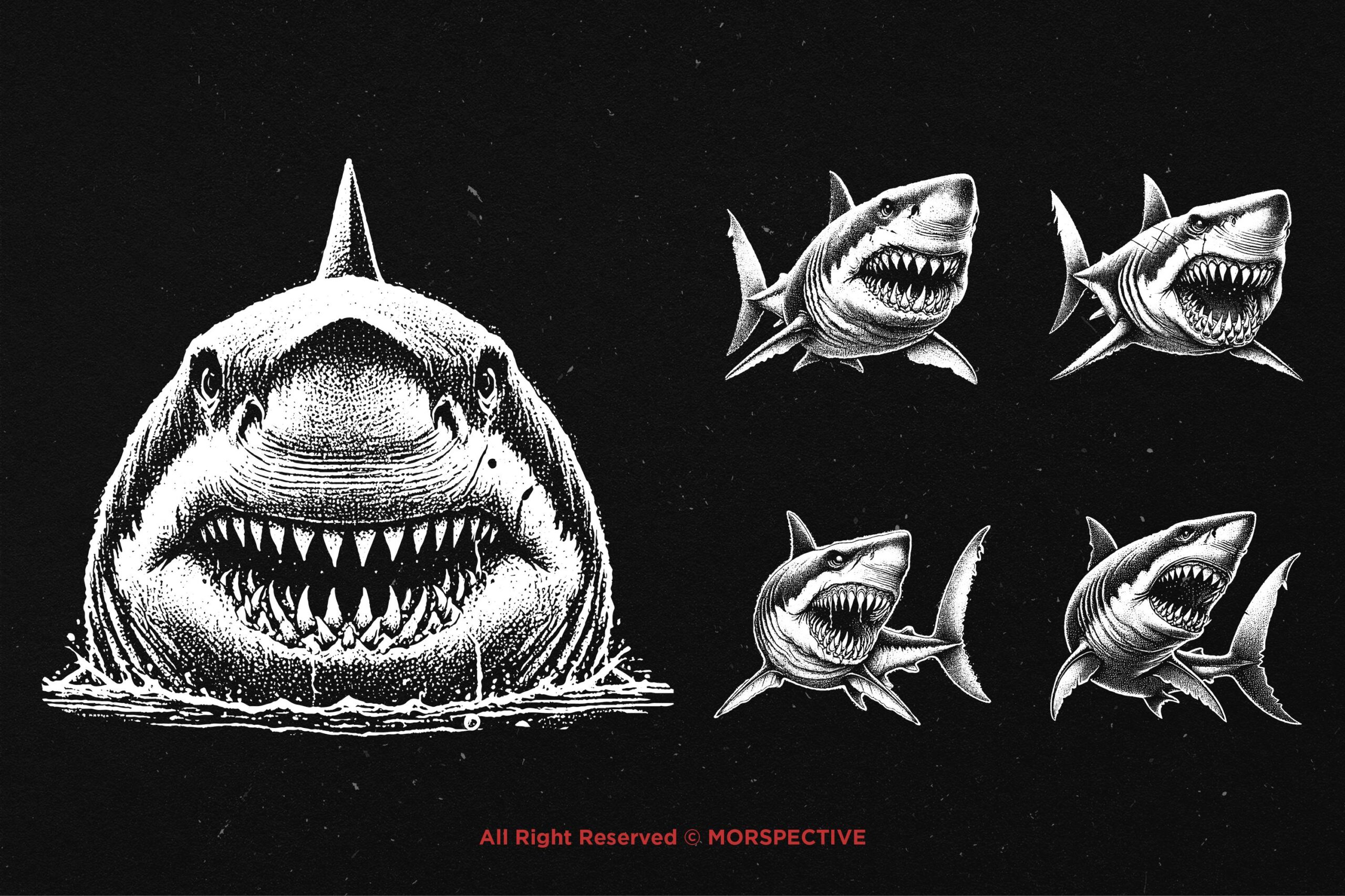 10 Bundle Dark Art Shark Fish - Image 3
