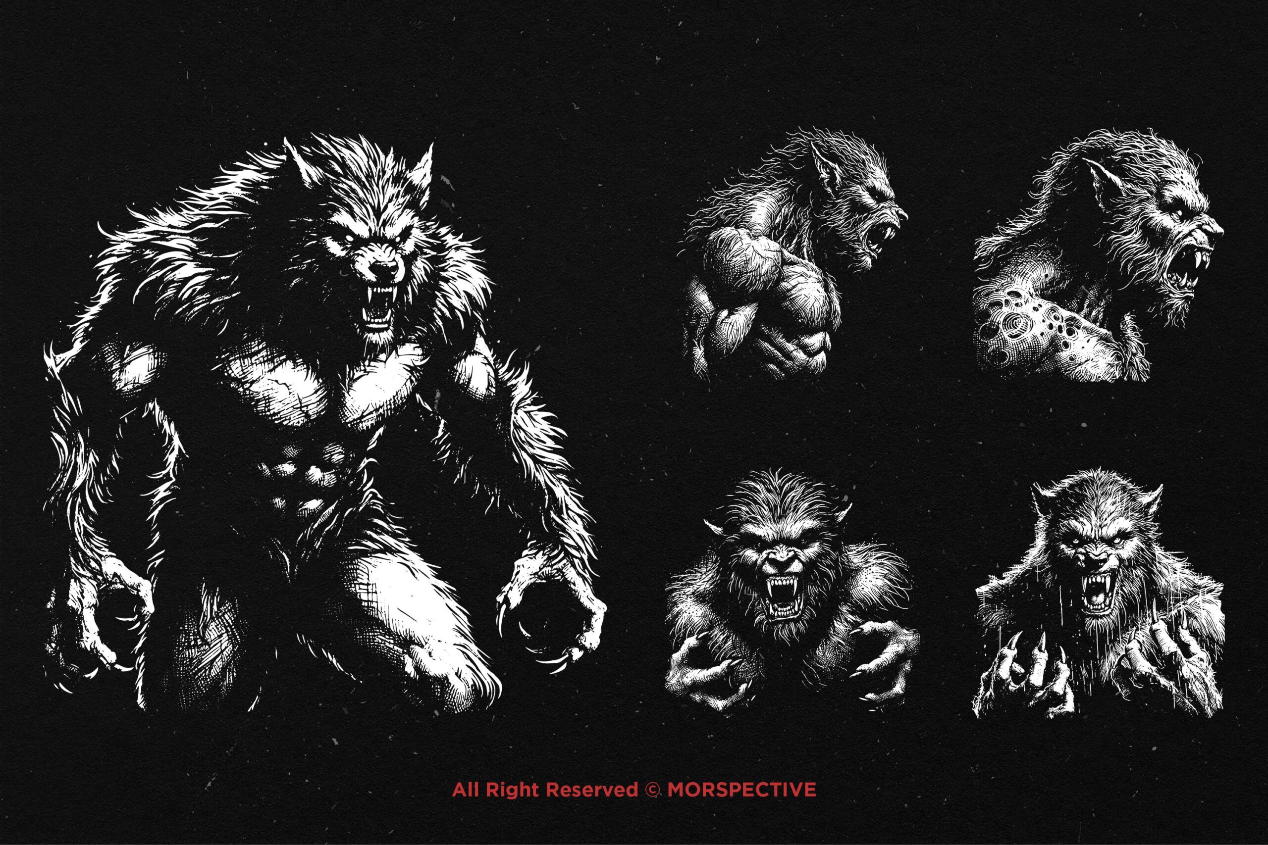 10 Bundle Dark Art Warewolf Monster - Image 3