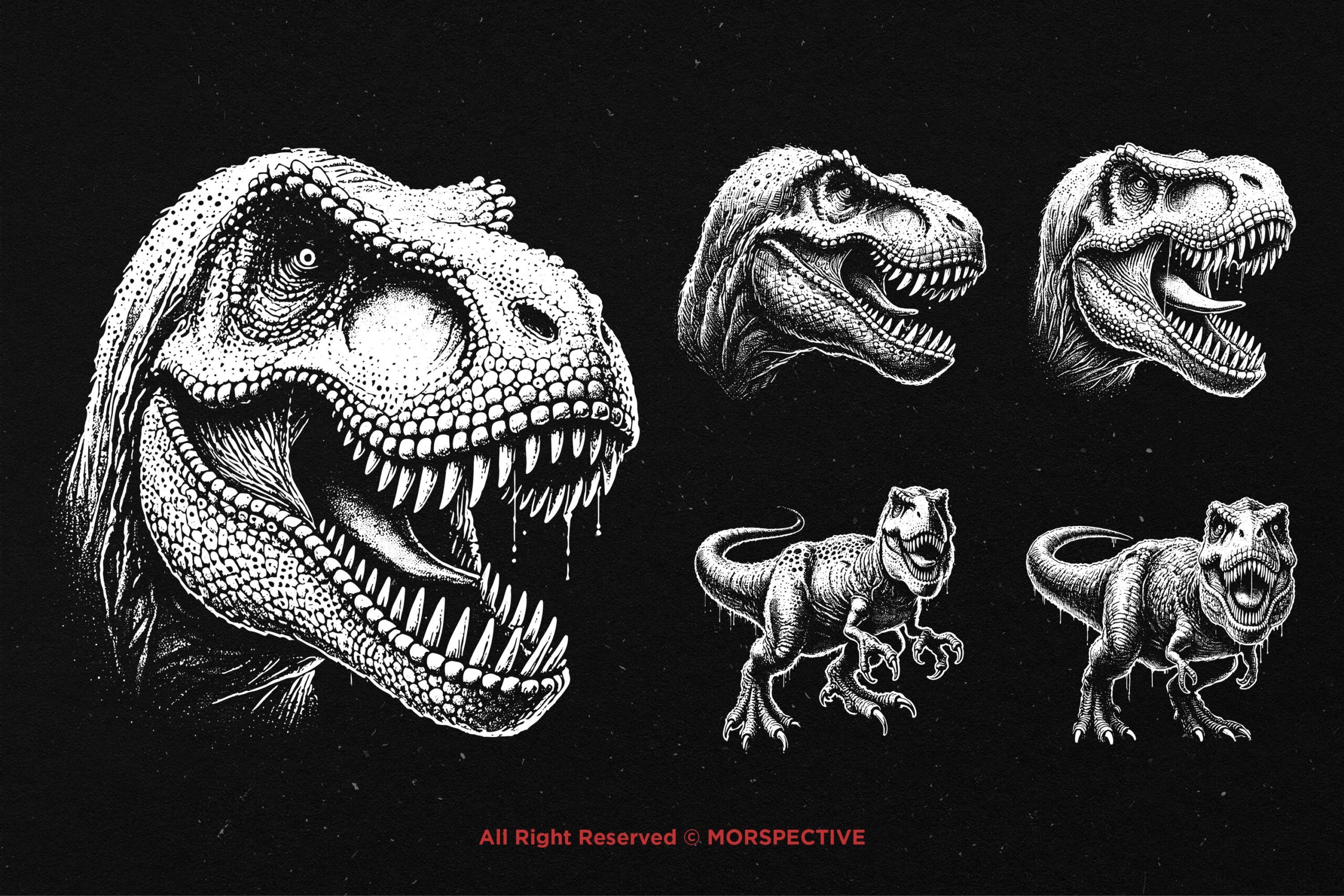10 Bundle Dark Art T-Rex Dinosaur - Image 3