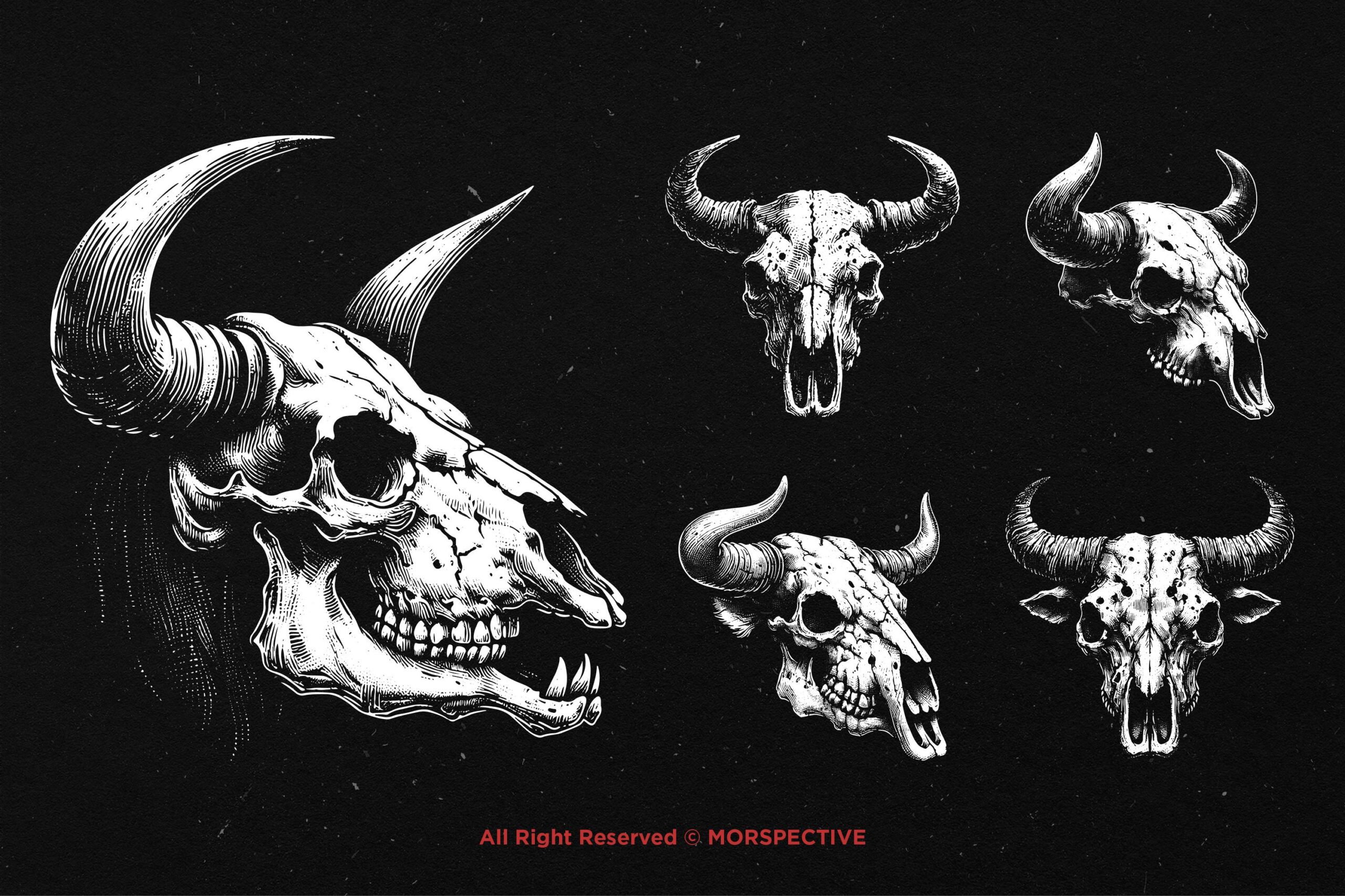 10 Bundle Dark Art Bull Skull - Image 3