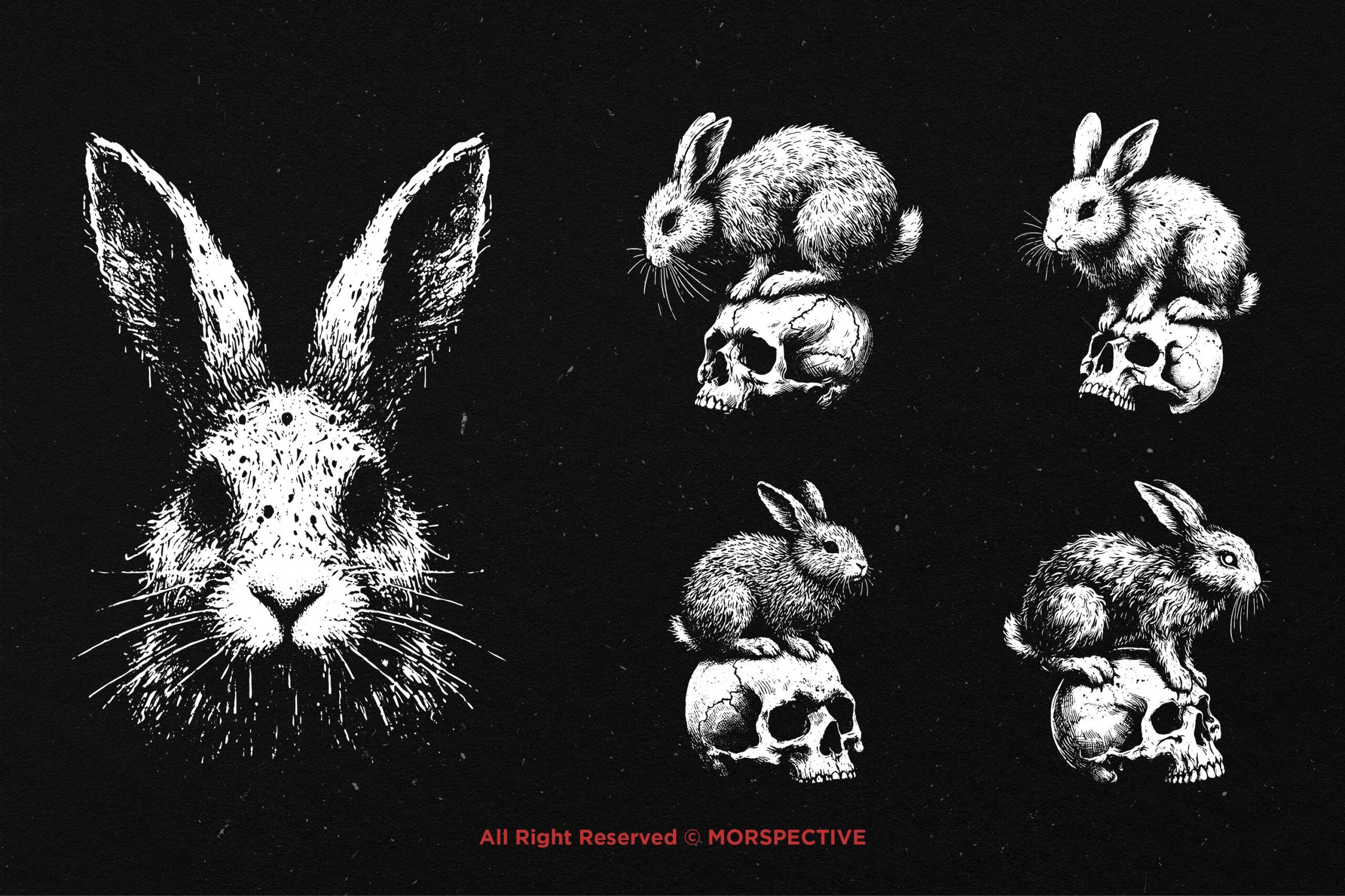 10 Bundle Dark Art Rabbit - Image 3