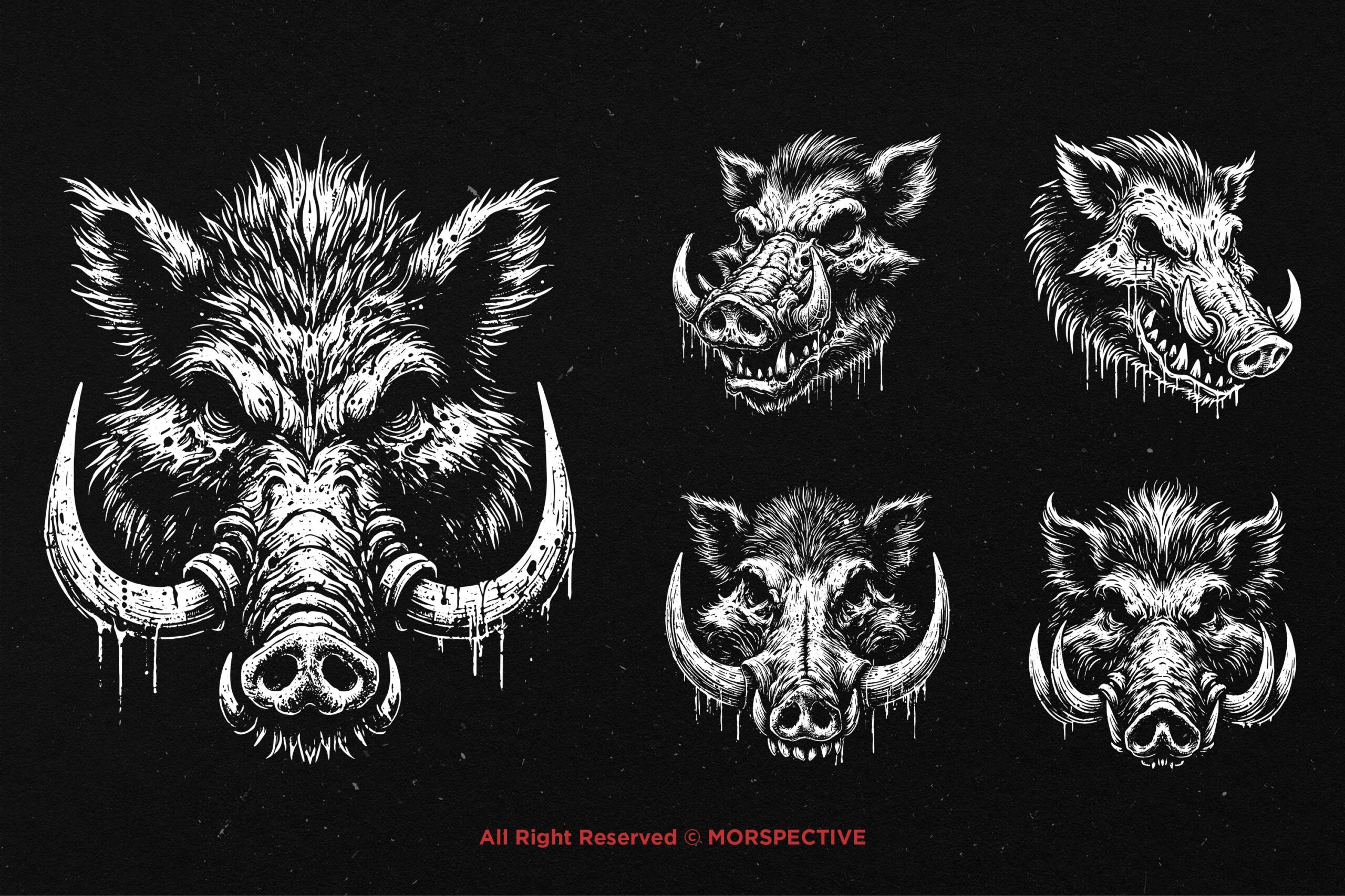 10 Bundle Dark Art WildBoar Hog Skull - Image 3