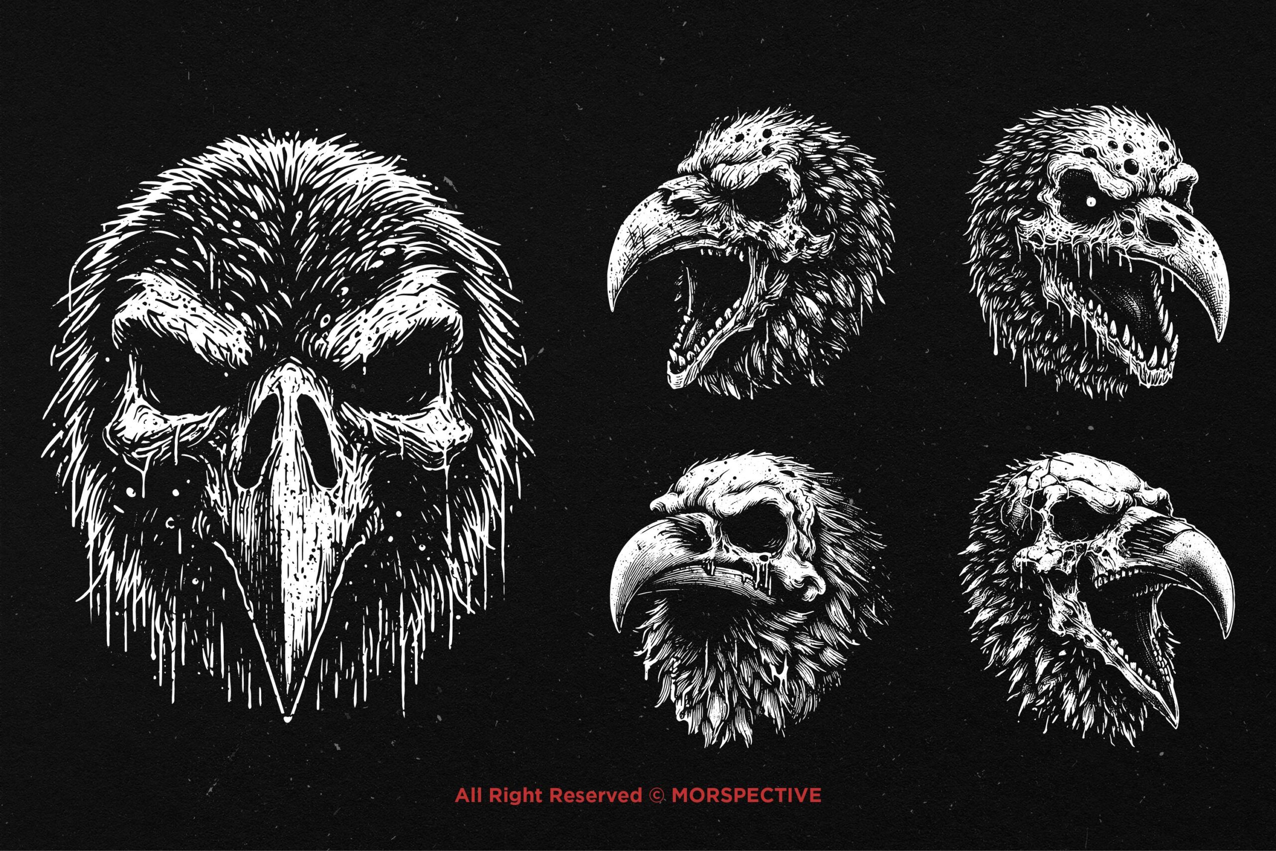 10 Bundle Dark Art Raven Skull - Image 3