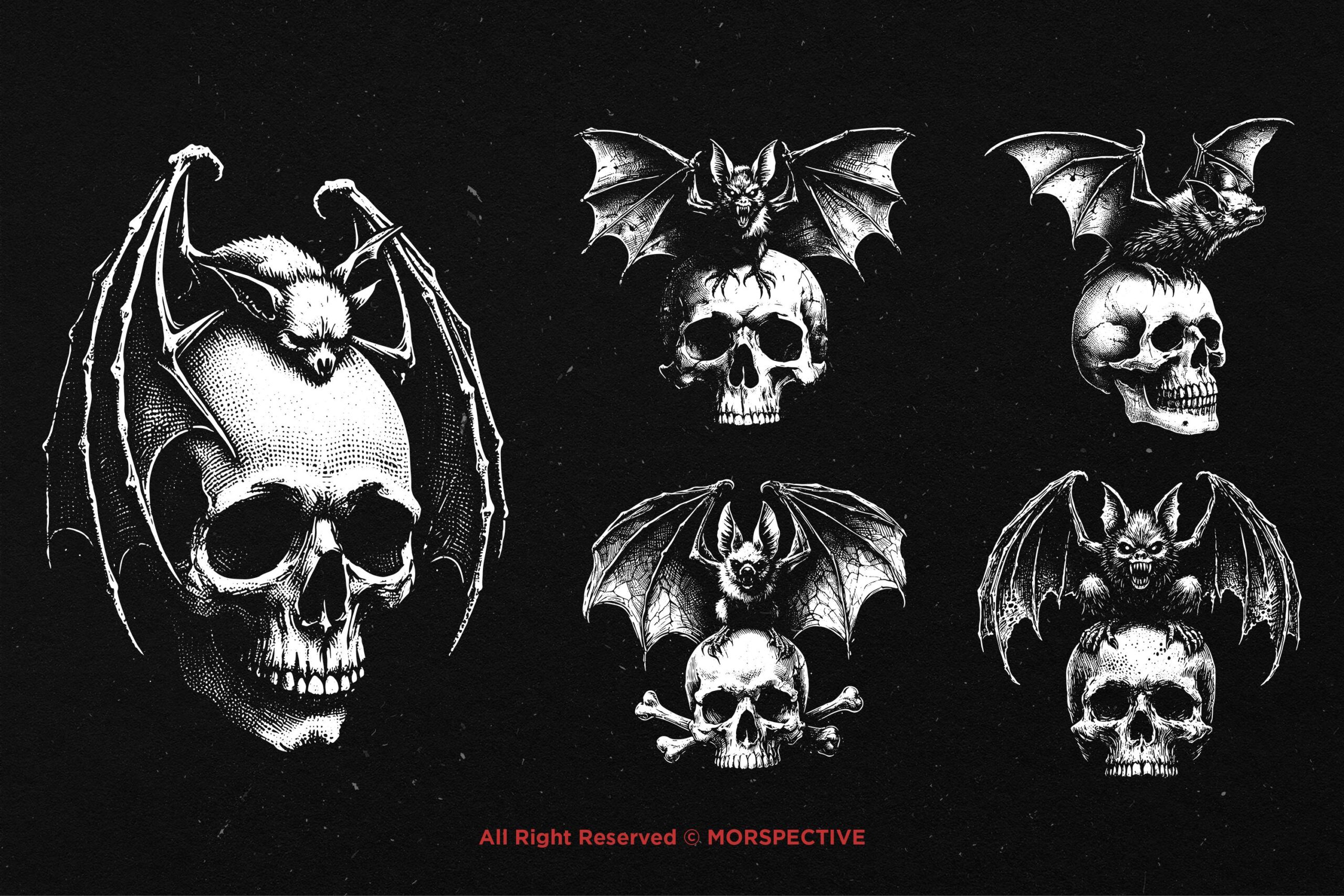 10 Bundle Dark Art Skull Bat - Image 3