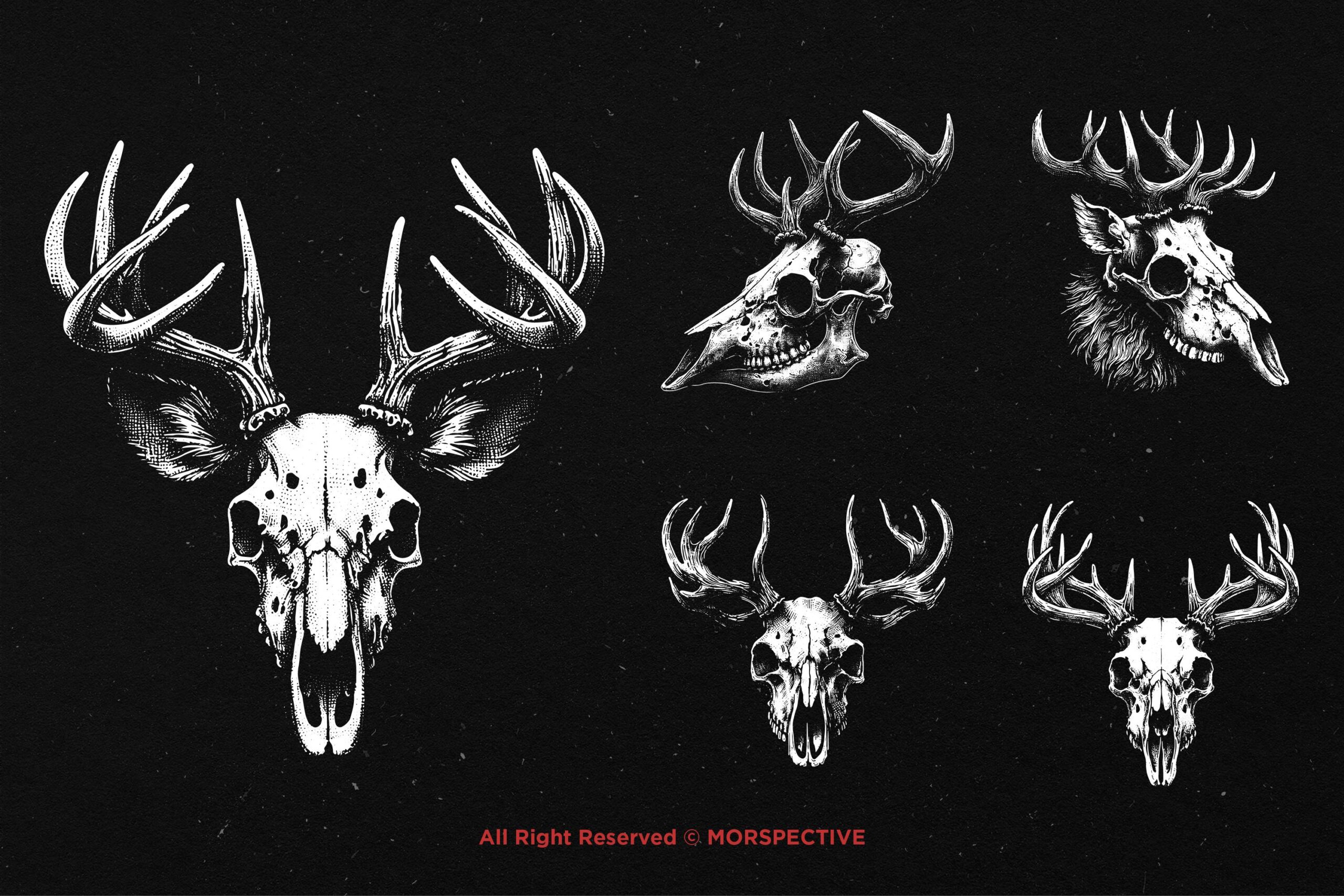 10 Bundle Dark Art Skull Deer - Image 3