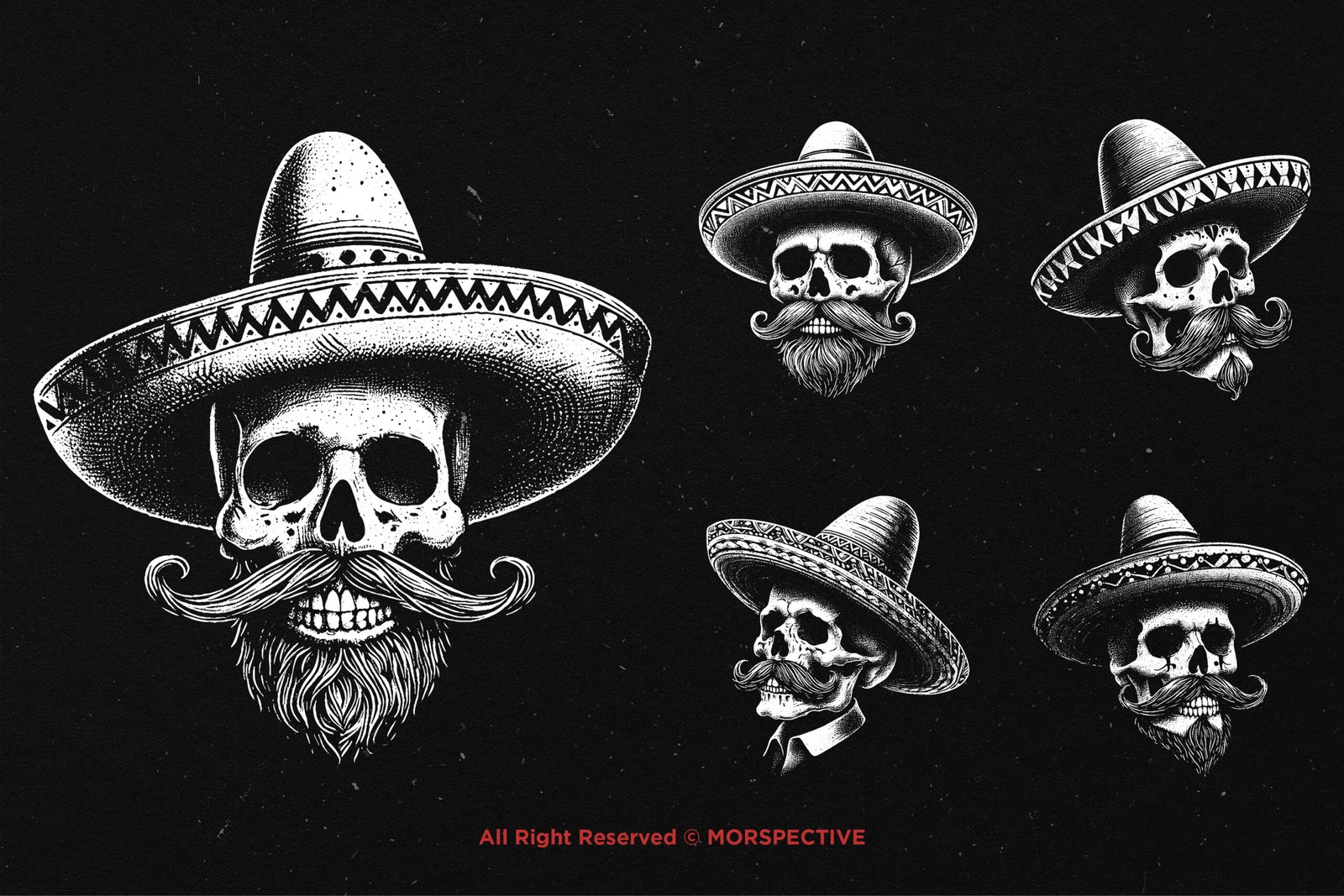10 Bundle Dark Art Skull Sombrero 3 10 Bundle Dark Art Skull Sombrero - Image 3