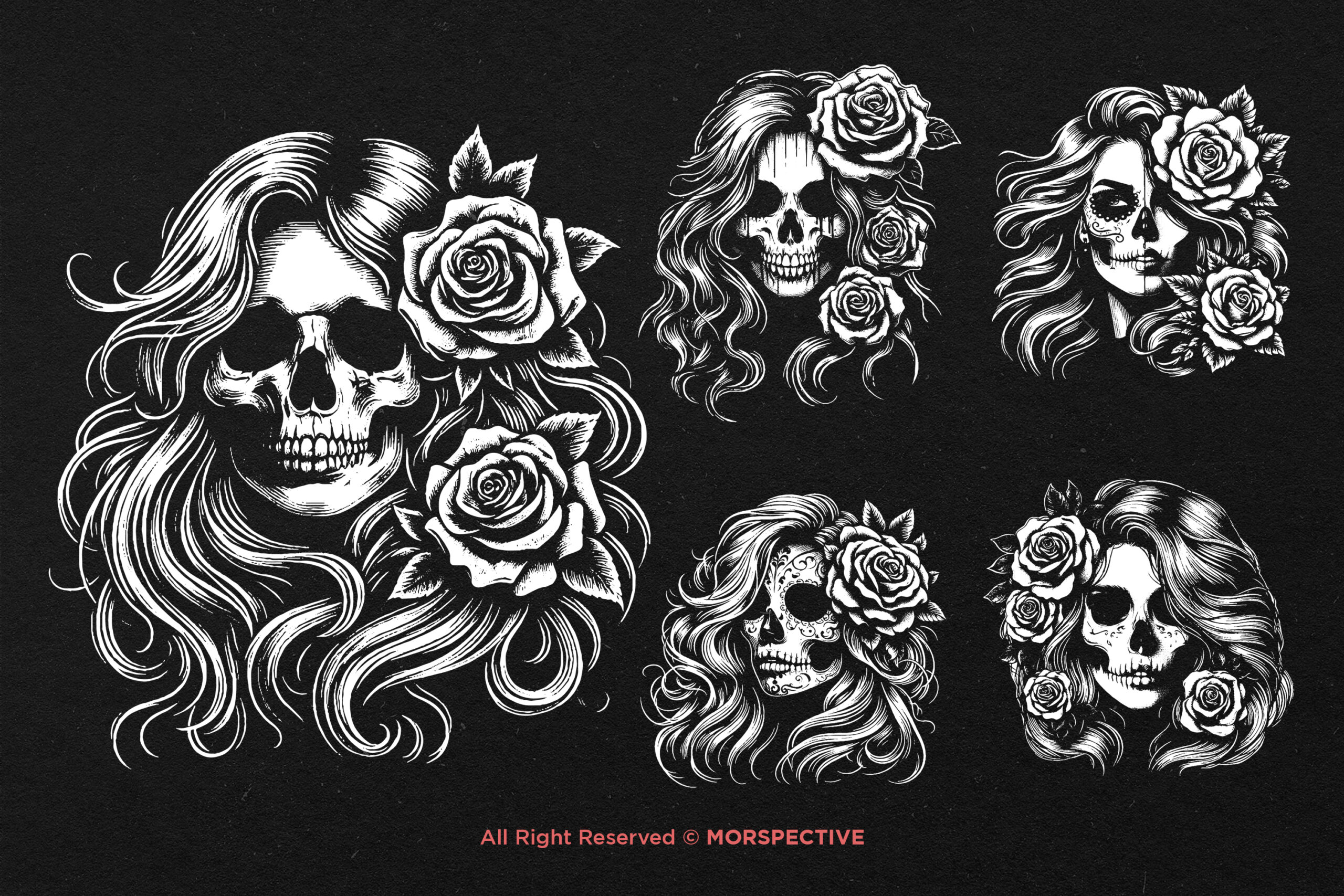 10 Bundle Dark Art Skull Girl - Image 3