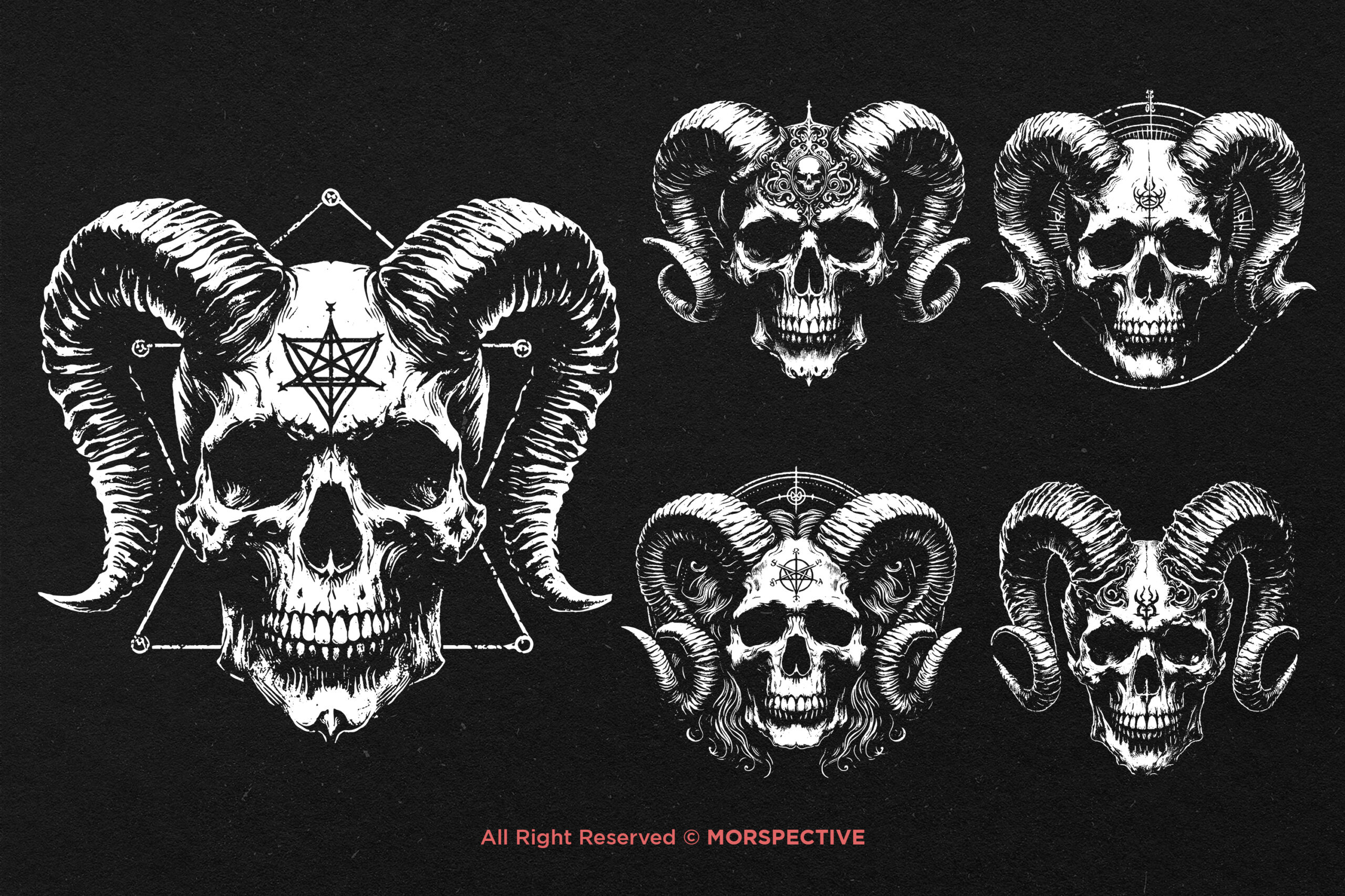 10 Bundle Dark Art Skull Demon Horn - Image 3