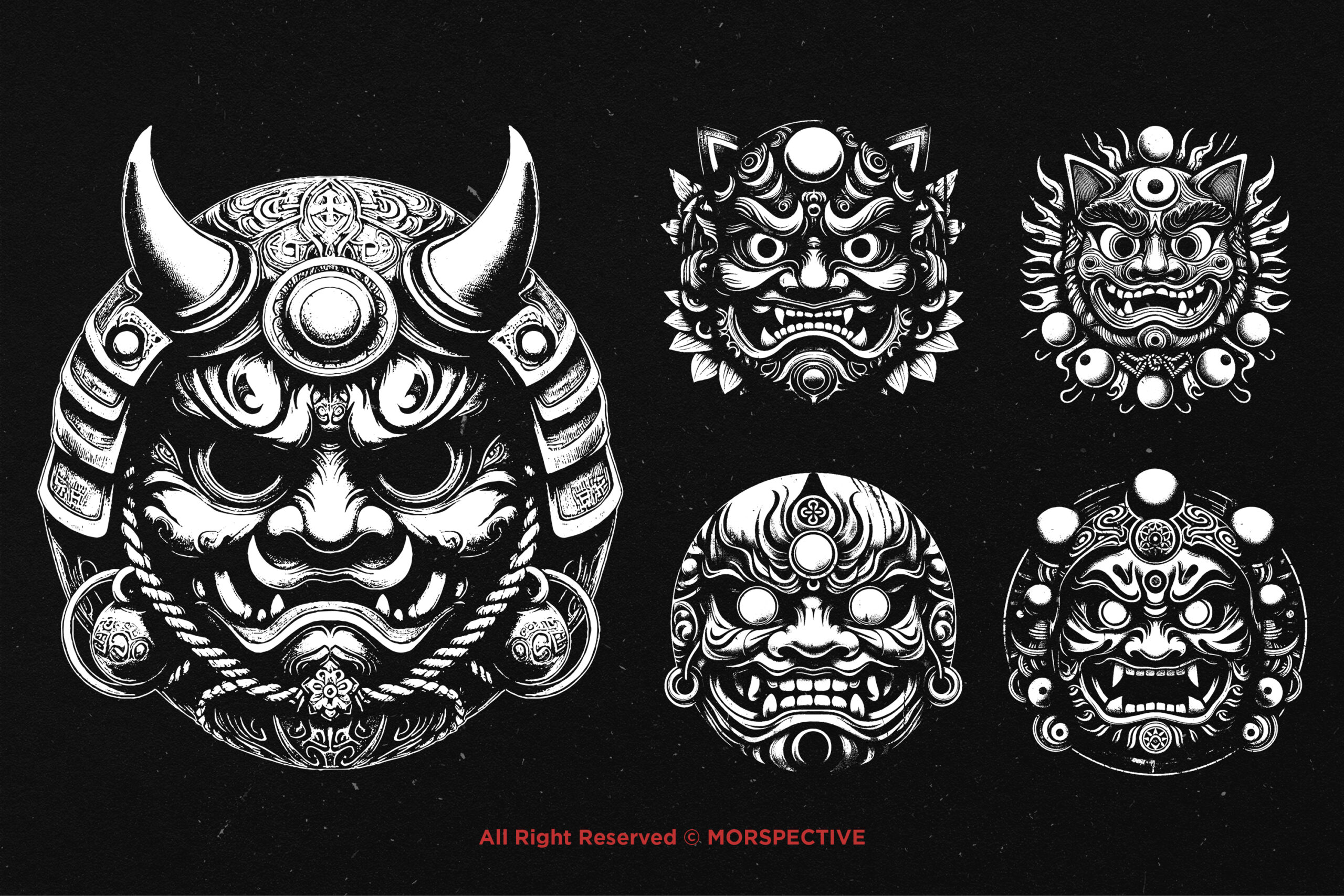 10 Bundle Dark Art Japanese Daruma Mask - Image 4