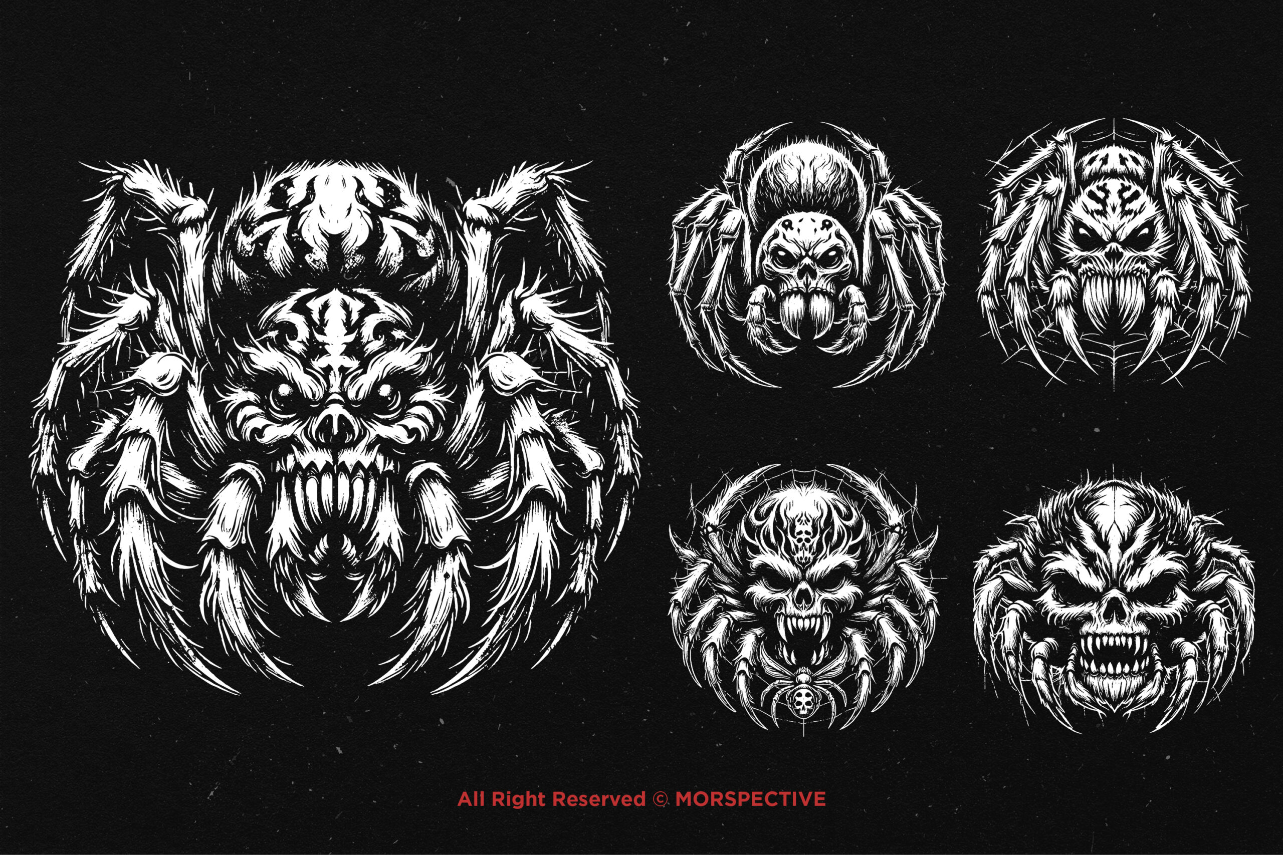 10 Bundle Dark Art Scary Spider Skull - Image 3