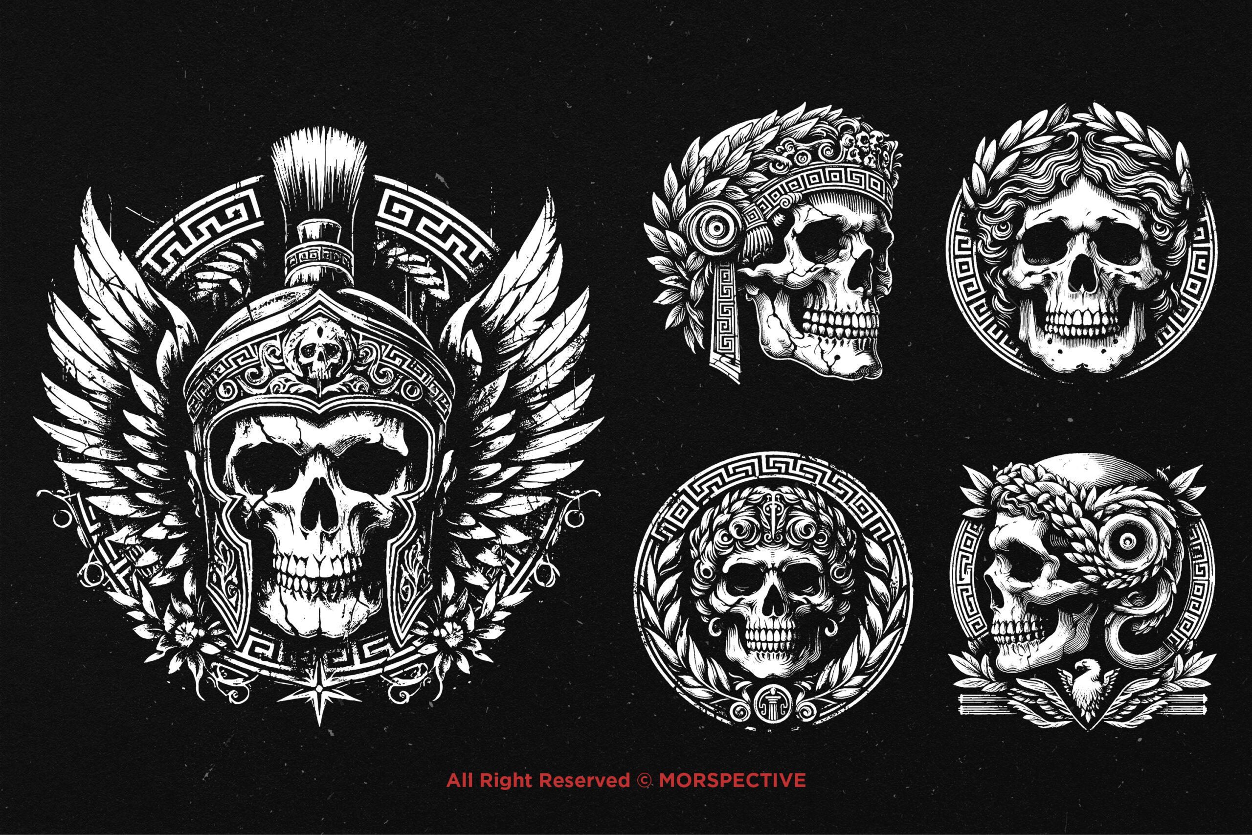 10 Bundle Dark Art Roman Skull - Image 3