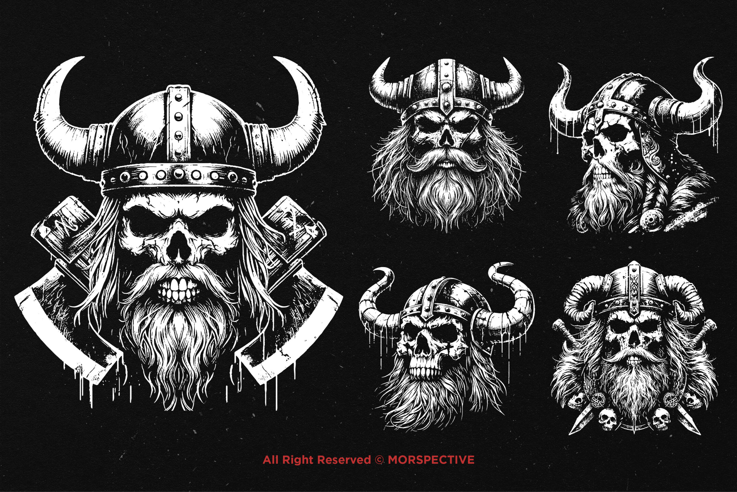 10 Bundle Dark Art Viking Skull - Image 4