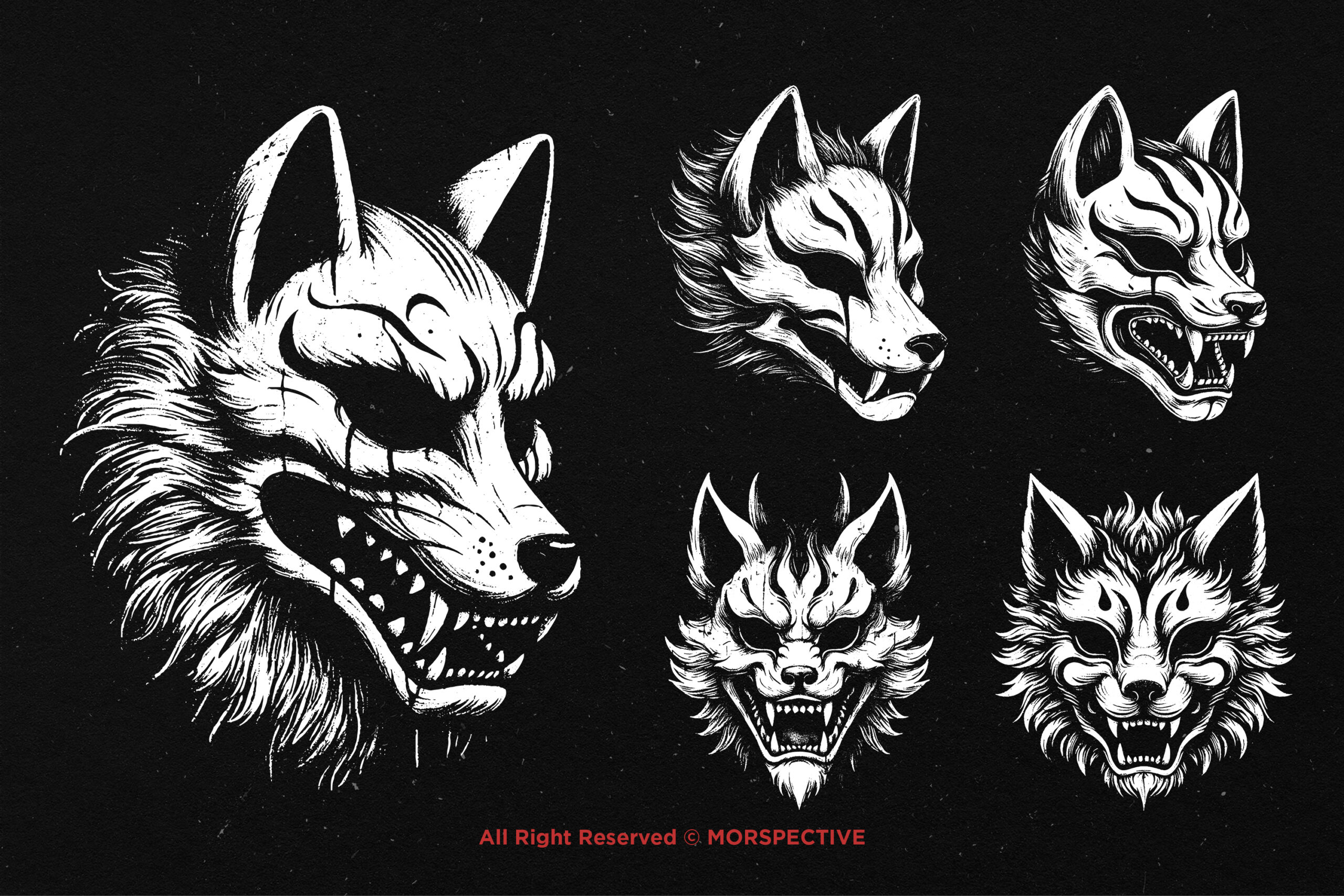 10 Bundle Dark Art Kitsune Mask 3 10 Bundle Dark Art Kitsune Mask - Image 3