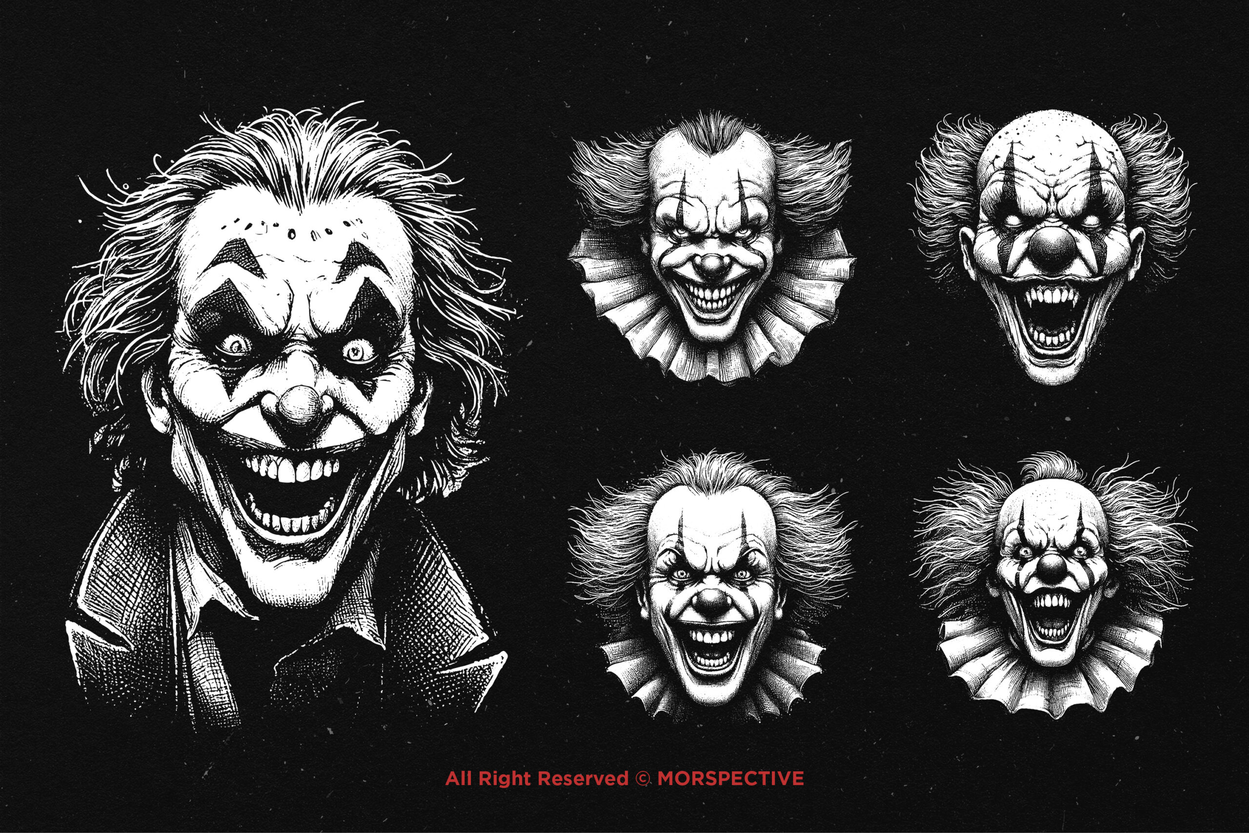 10 Bundle Dark Art Clown Face 3 10 Bundle Dark Art Clown Face - Image 3