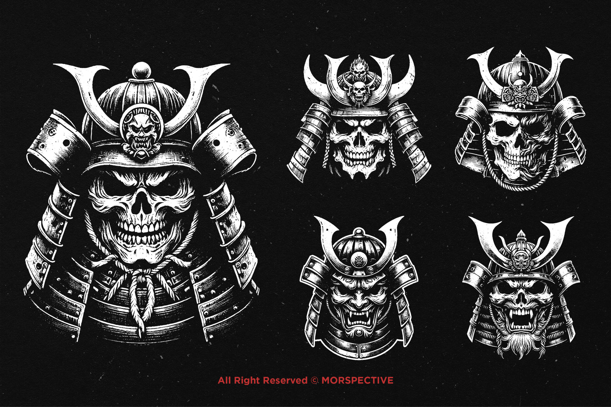 10 Bundle Dark Art Skull Samurai - Image 4