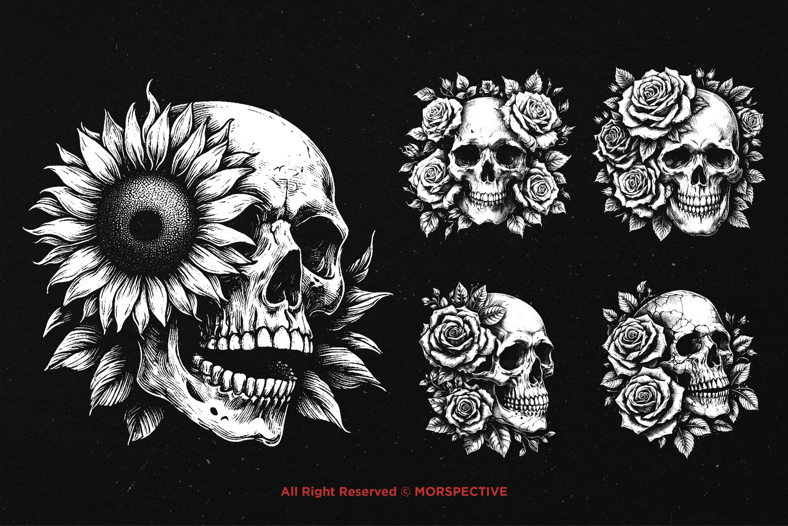 10 Bundle Dark Art Skull Rose Floral - Image 4