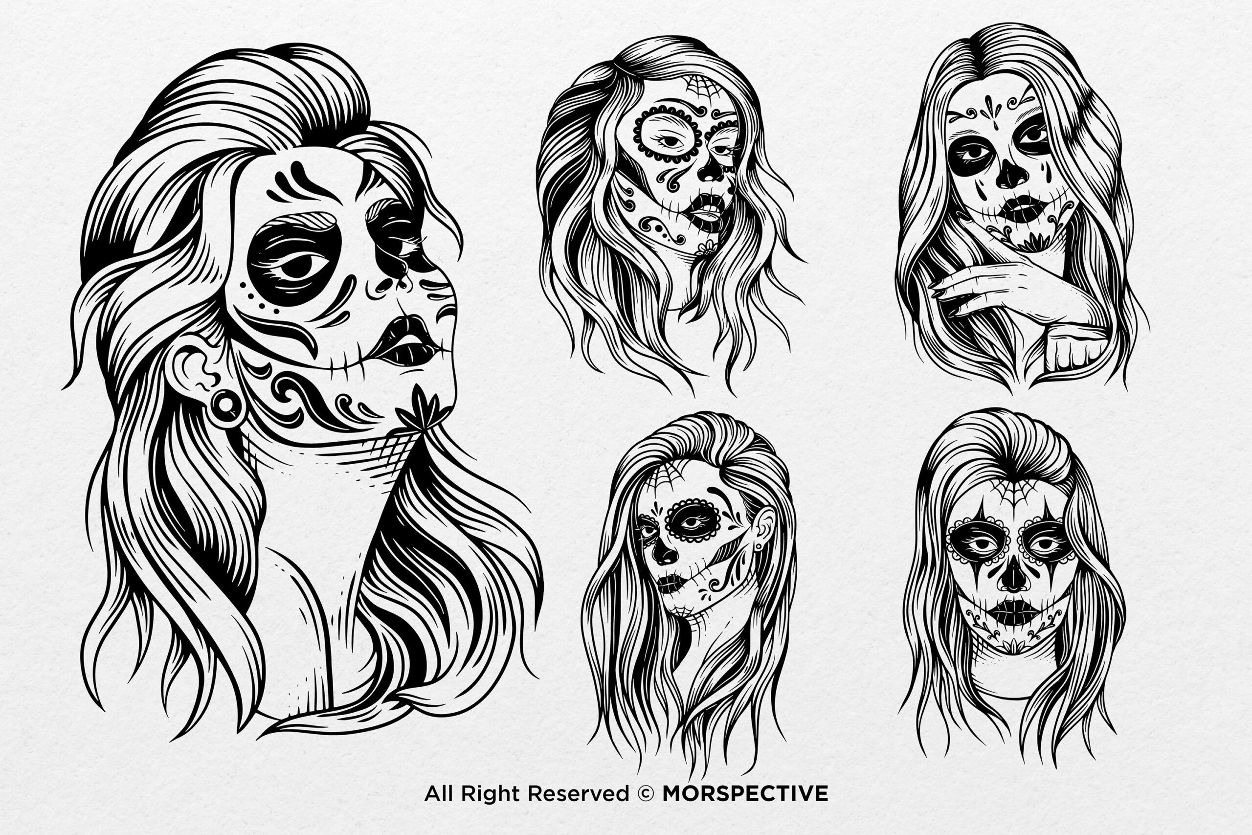 15 Set Bundle Skull Girl Face - Image 4