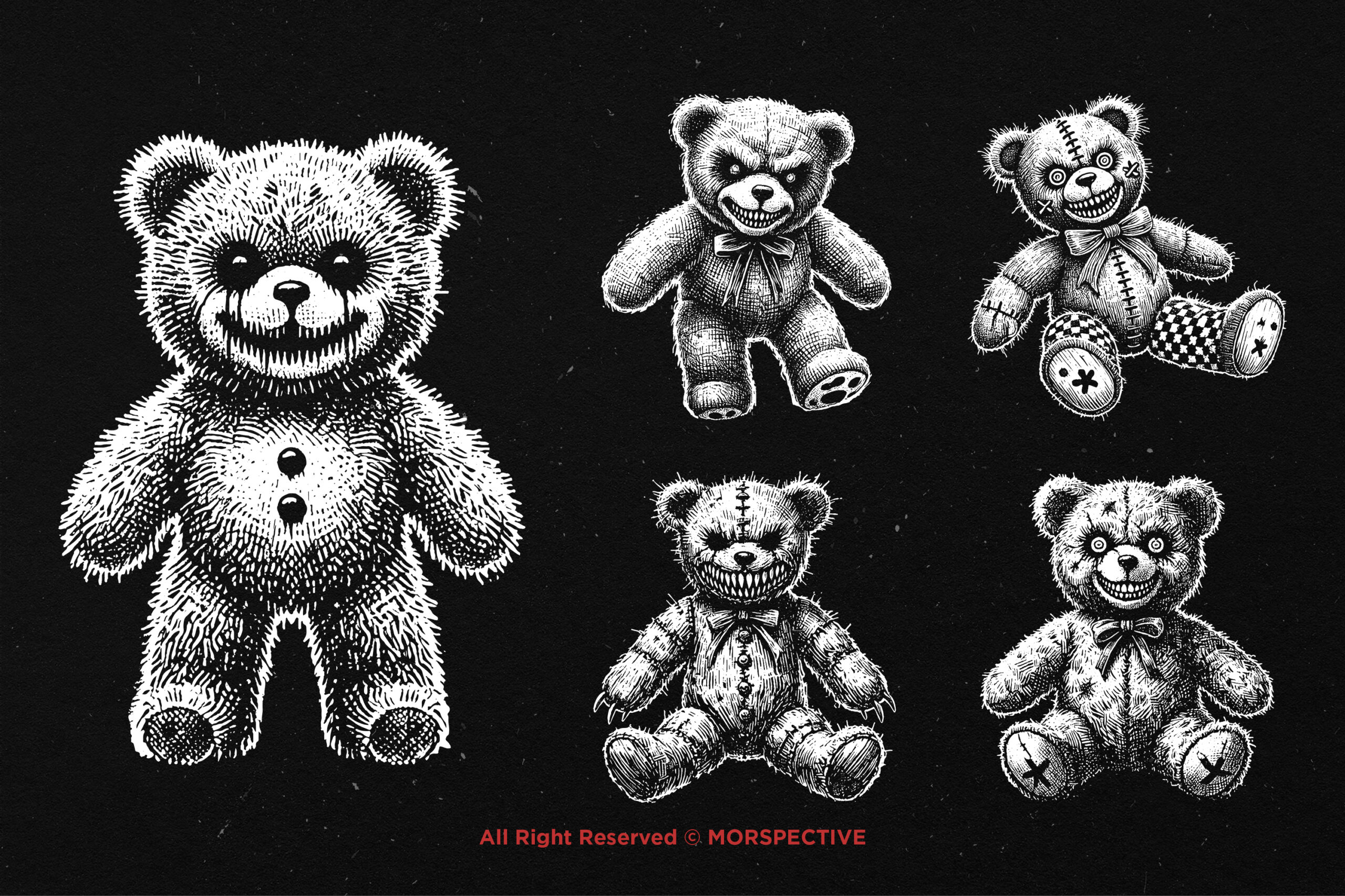 10 Bundle Dark Art Bear Doll - Image 4