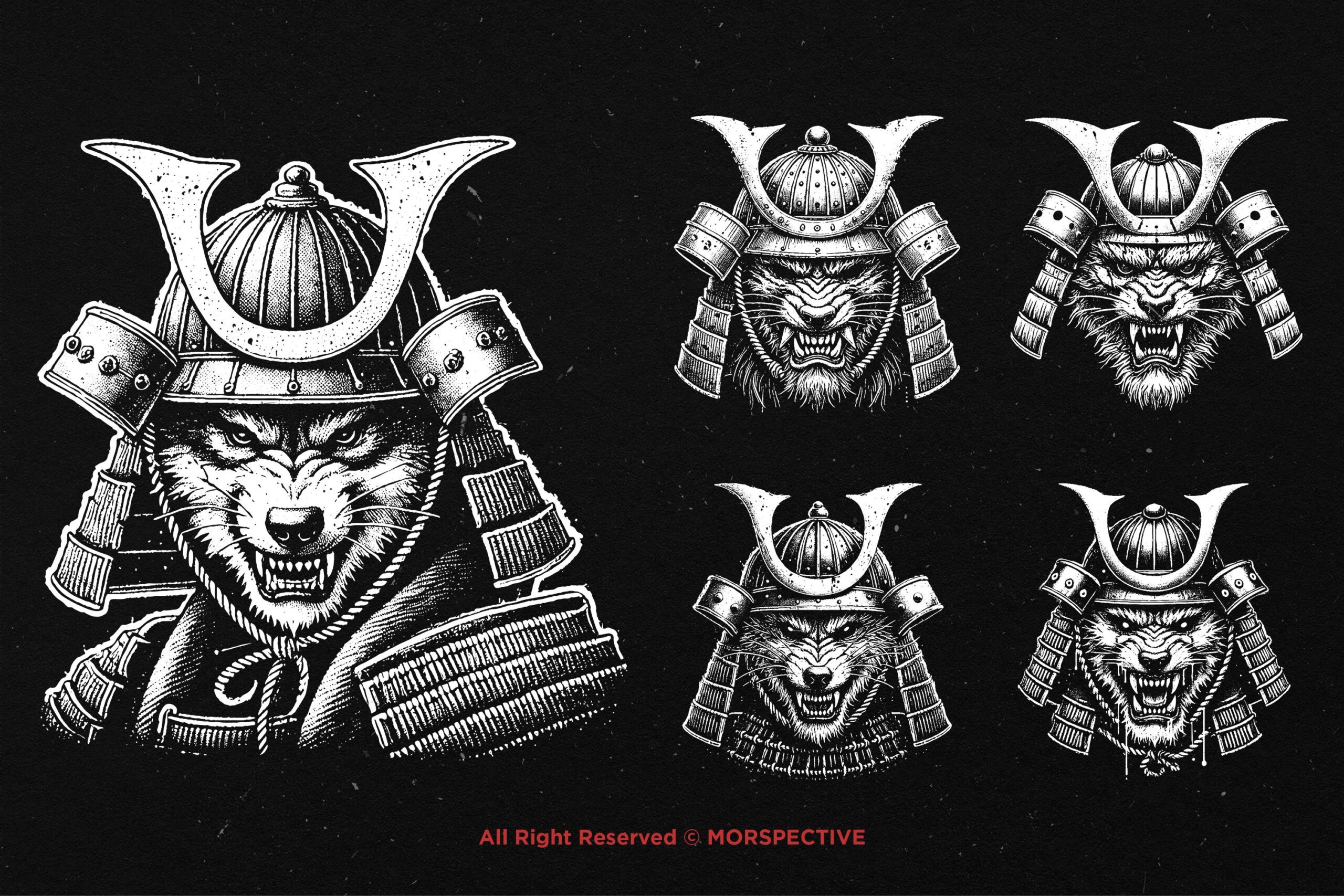 10 Bundle Dark Art Samurai Wolf - Image 4