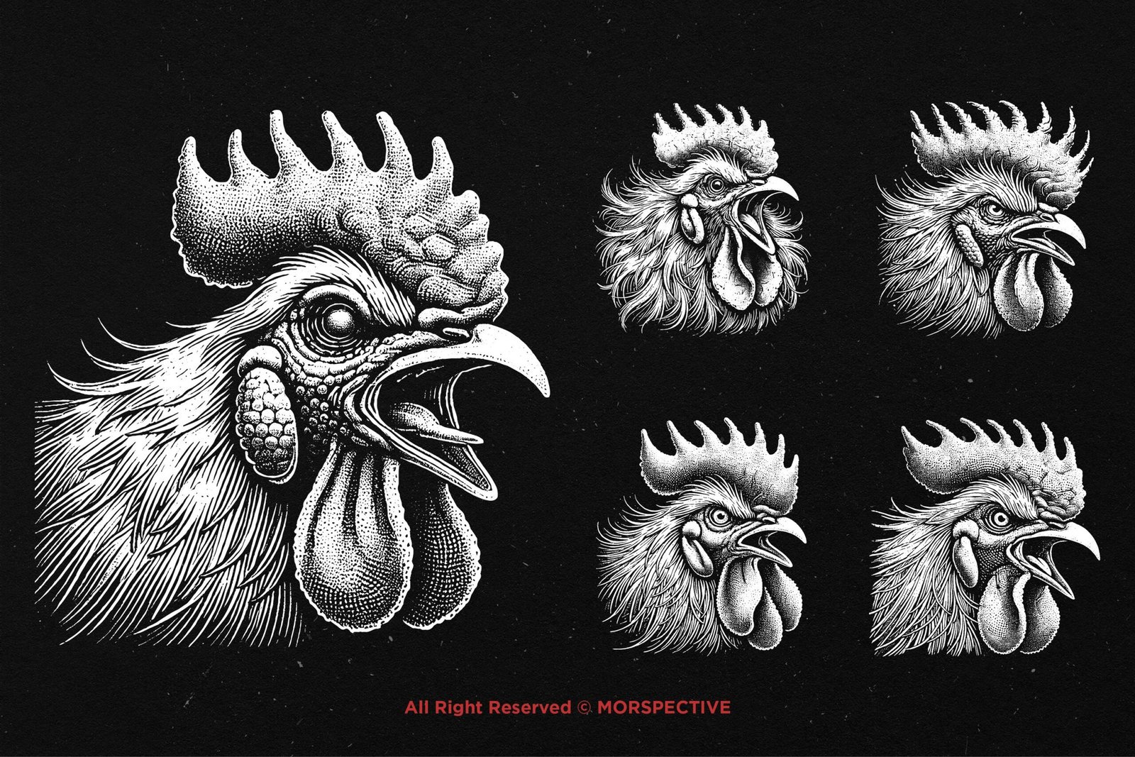 10 Bundle Dark Art Rooster Chicken 4 10 Bundle Dark Art Rooster Chicken - Image 4
