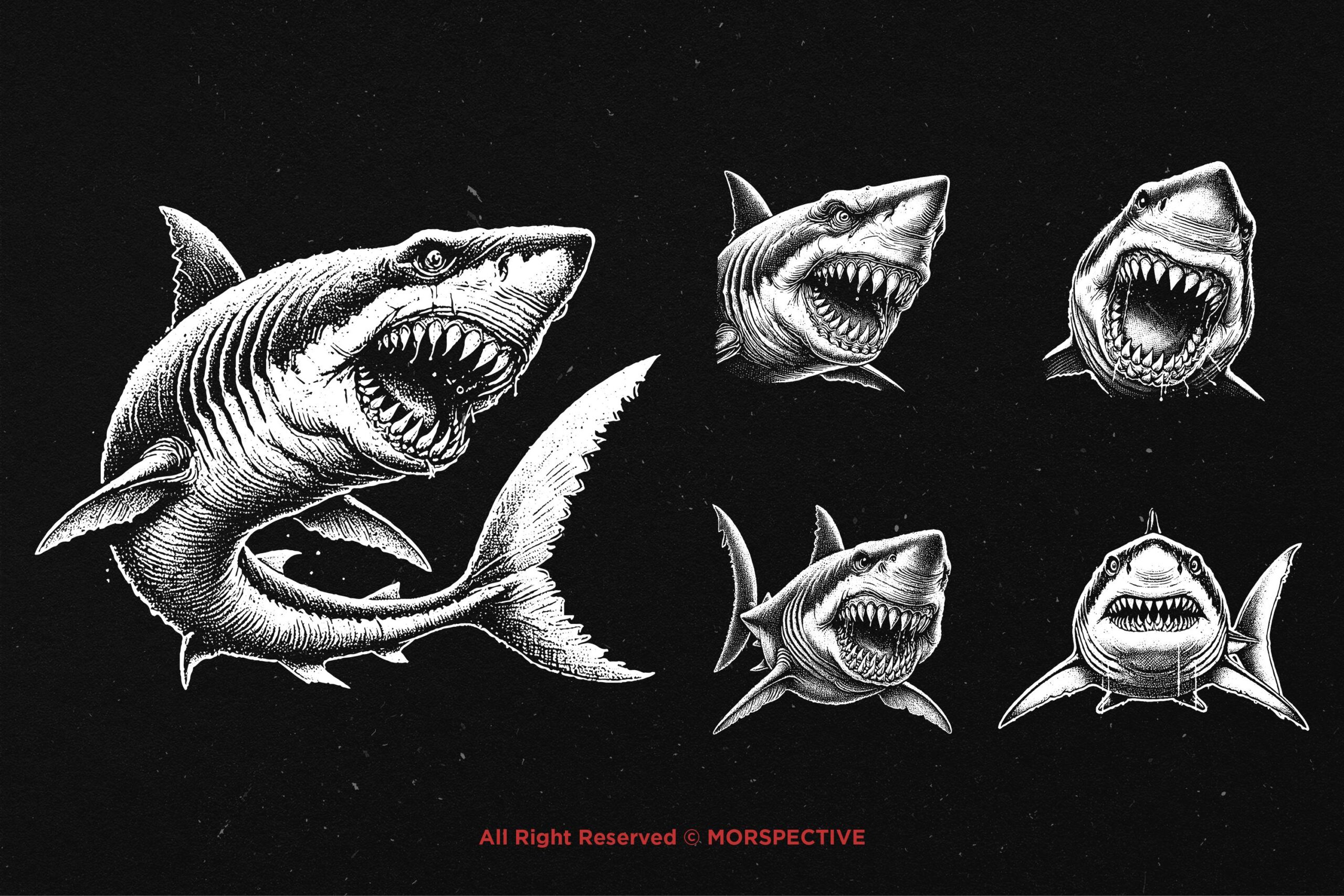 10 Bundle Dark Art Shark Fish - Image 4