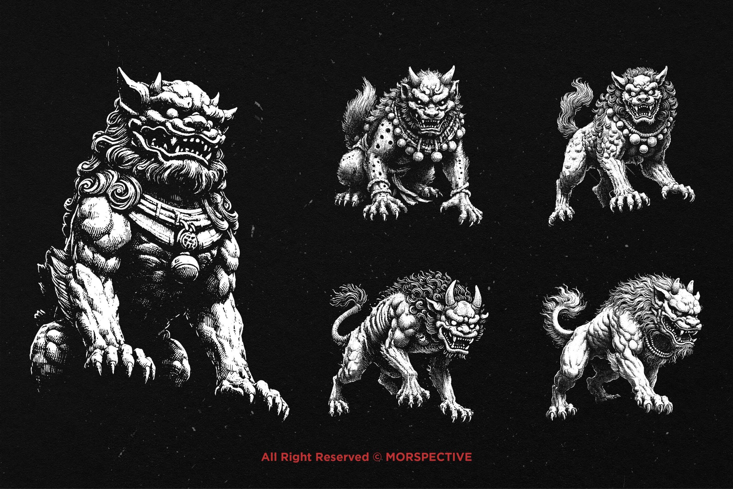 10 Bundle Dark Art Komainu Statue - Image 4