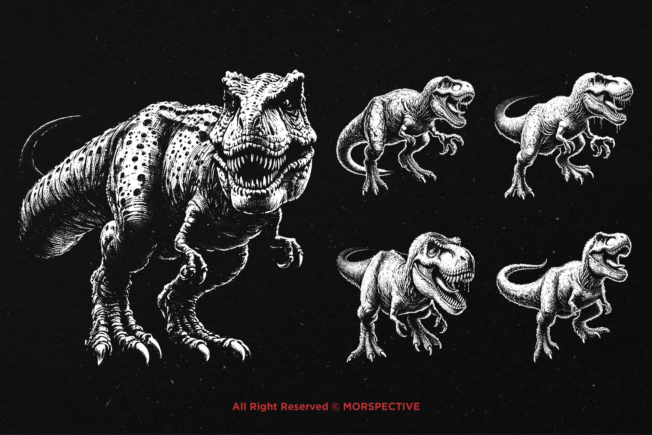 10 Bundle Dark Art T-Rex Dinosaur - Image 4