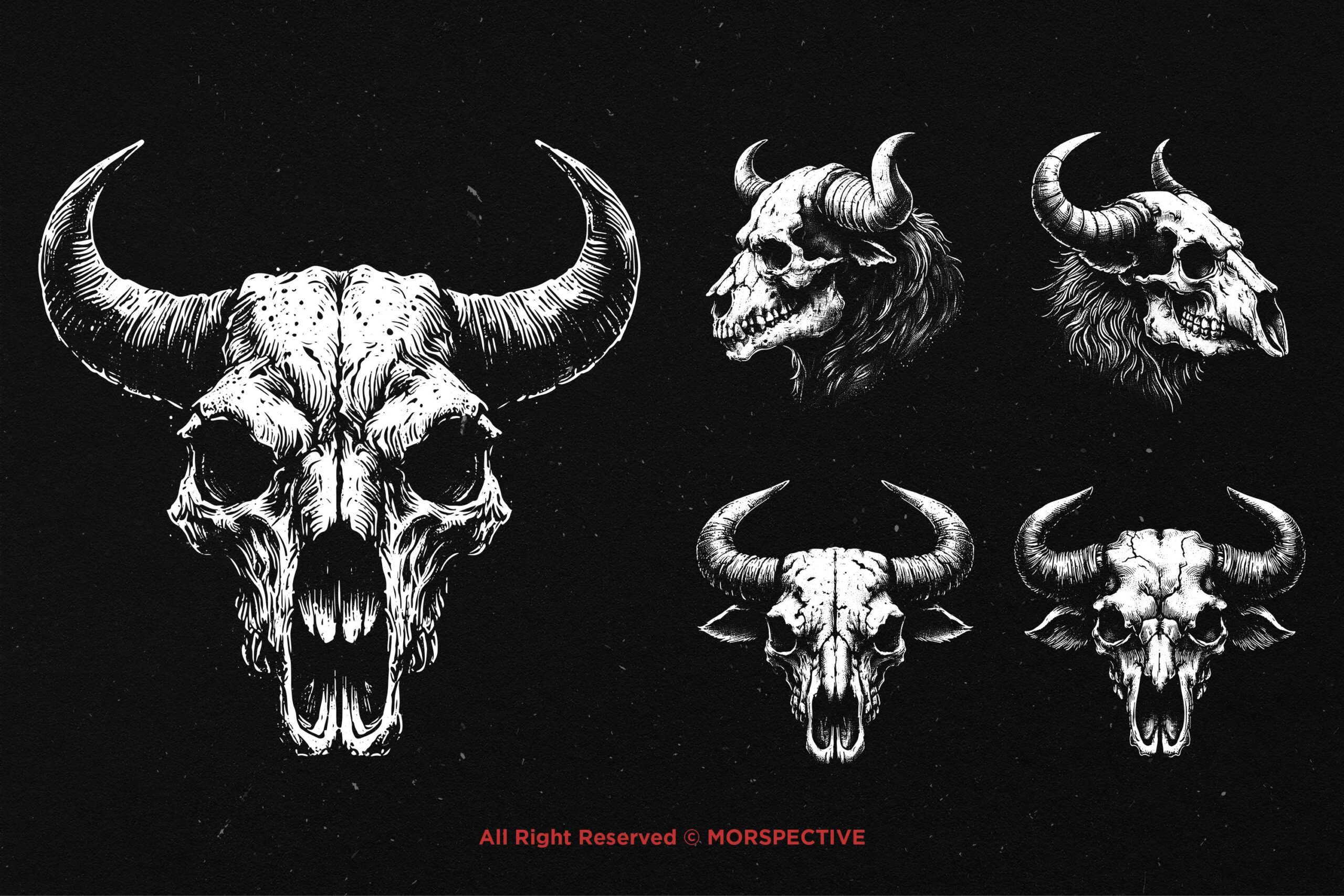 10 Bundle Dark Art Bull Skull - Image 4