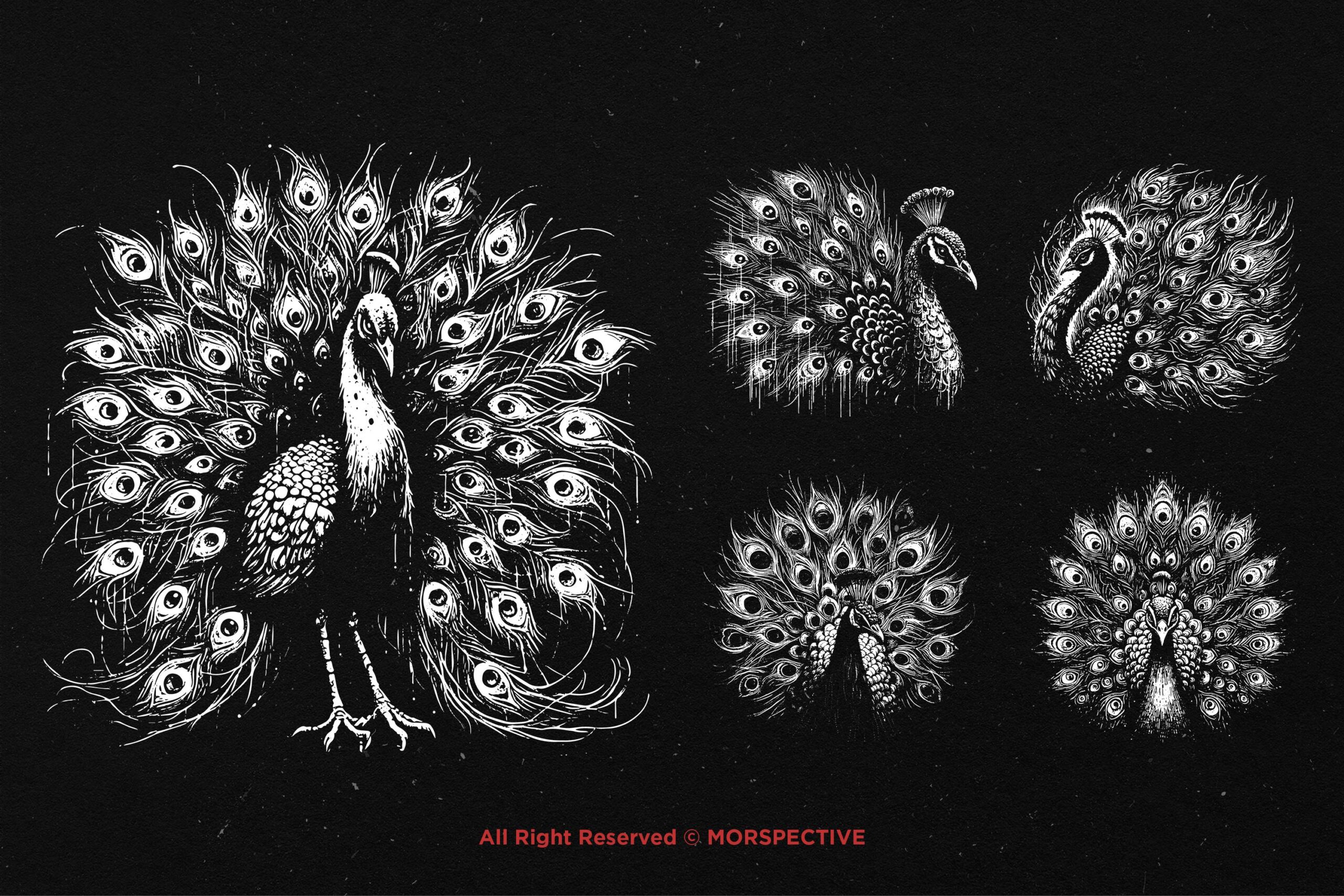 10 Bundle Dark Art Peacock - Image 4