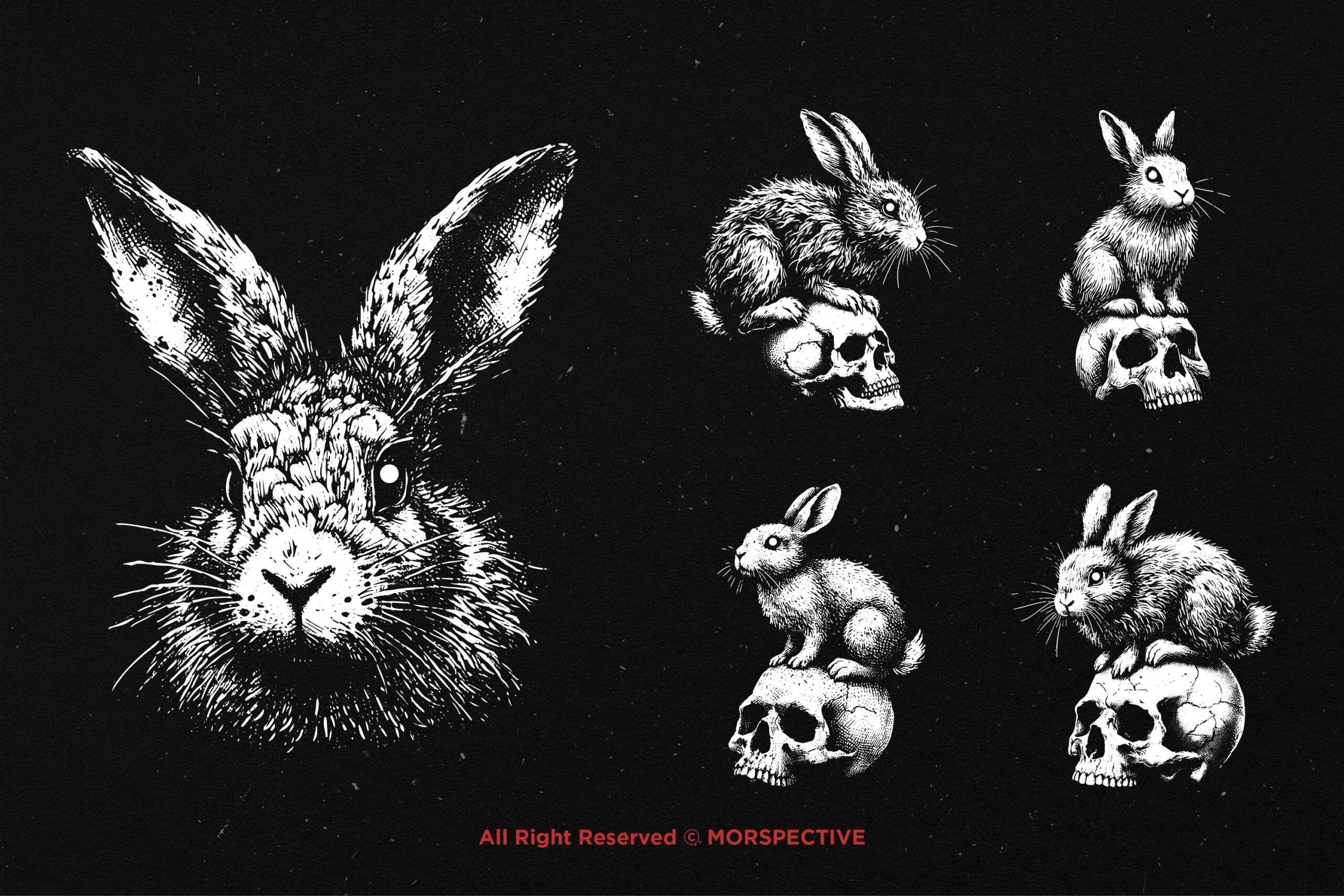 10 Bundle Dark Art Rabbit - Image 4
