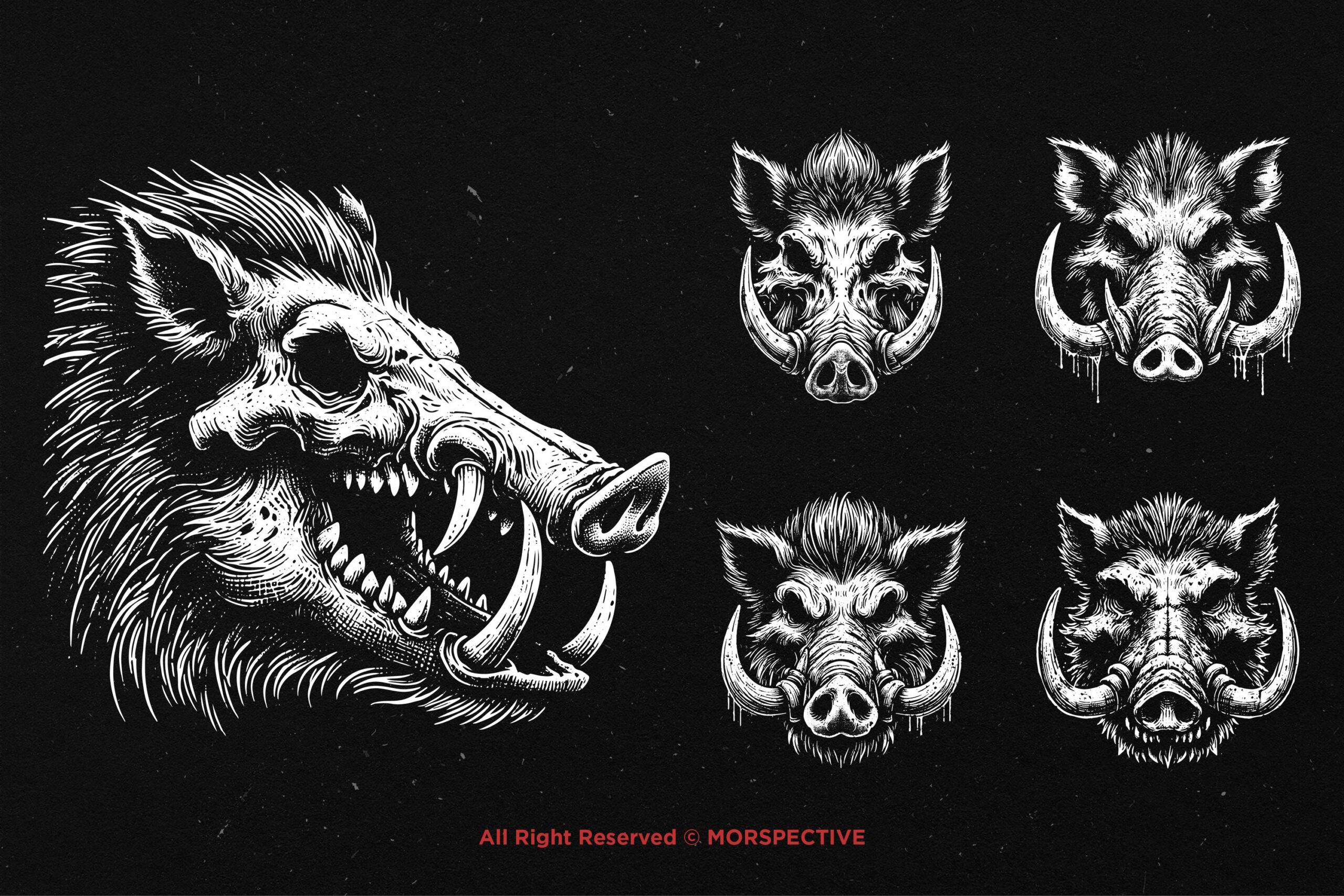 10 Bundle Dark Art WildBoar Hog Skull - Image 4