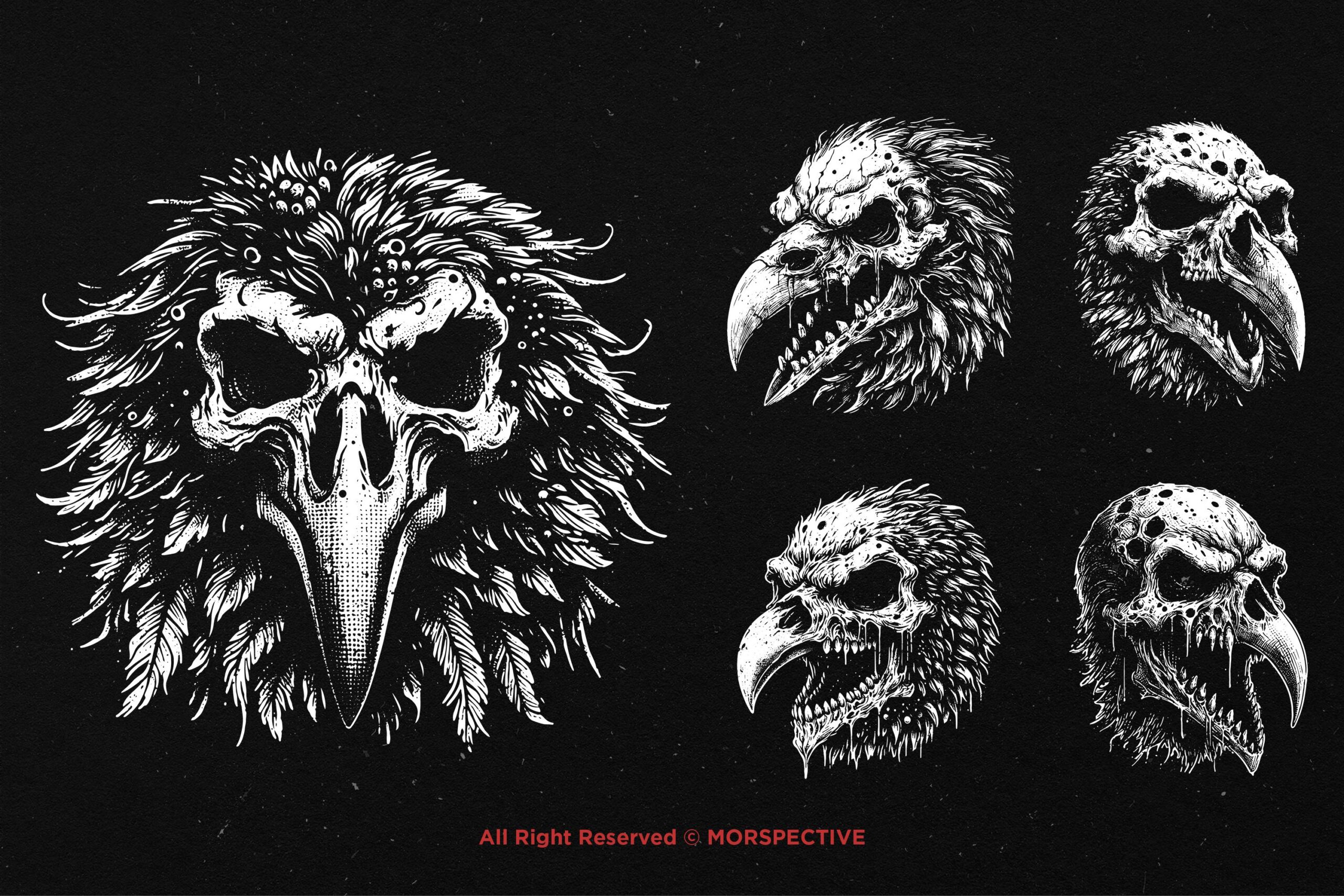 10 Bundle Dark Art Raven Skull - Image 4