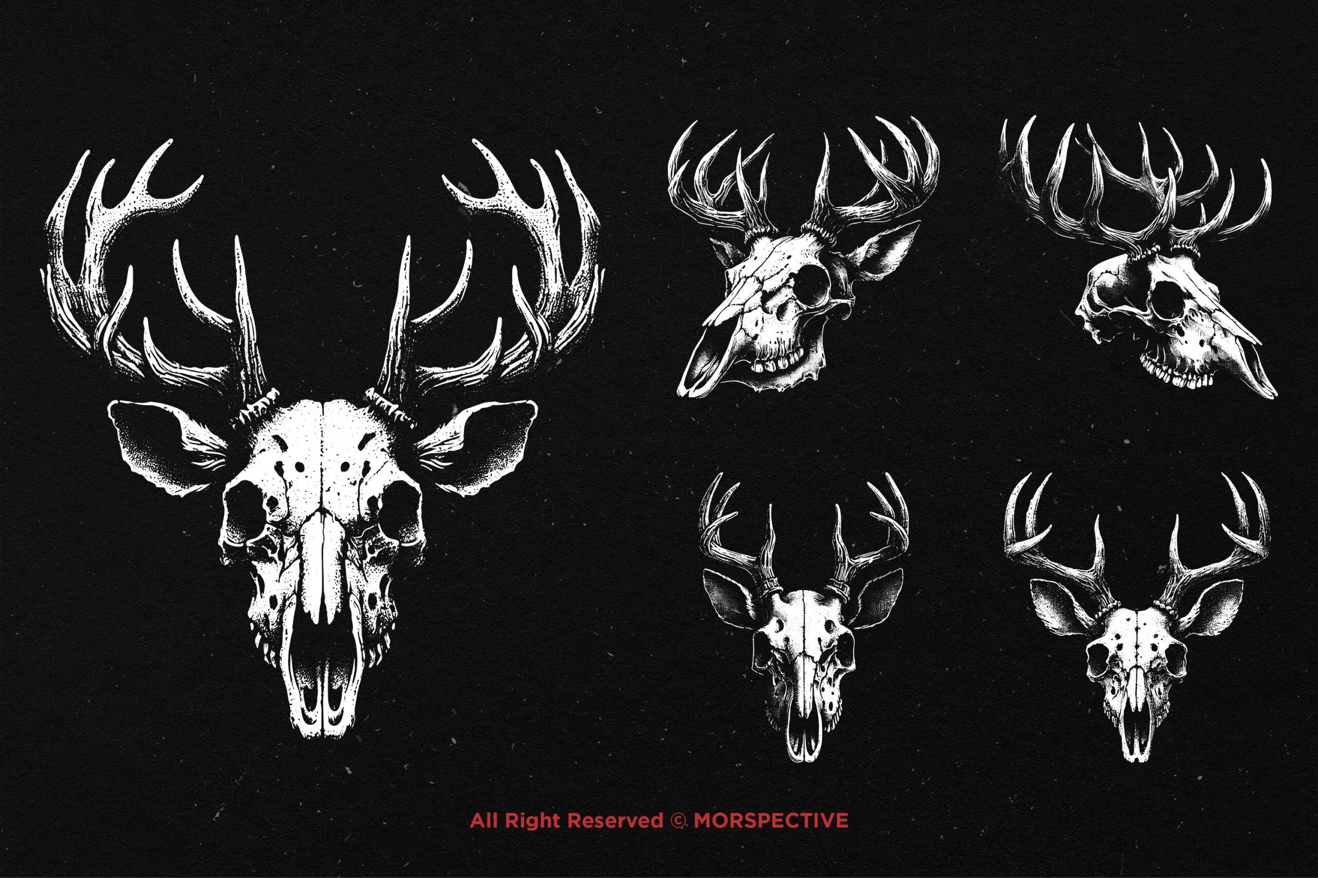 10 Bundle Dark Art Skull Deer - Image 4