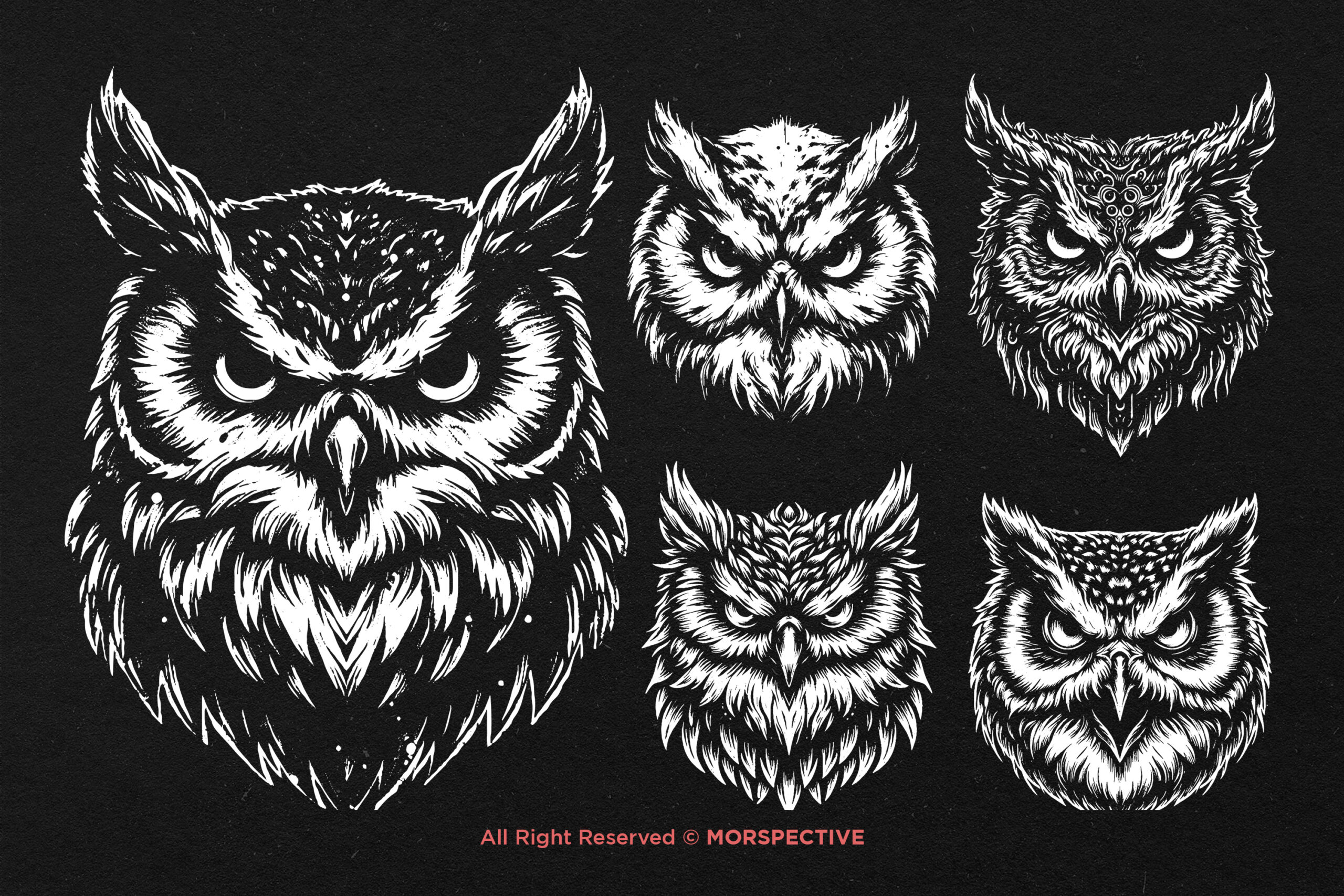 10 Bundle Dark Art Owl Bird 4 10 Bundle Dark Art Owl Bird - Image 4