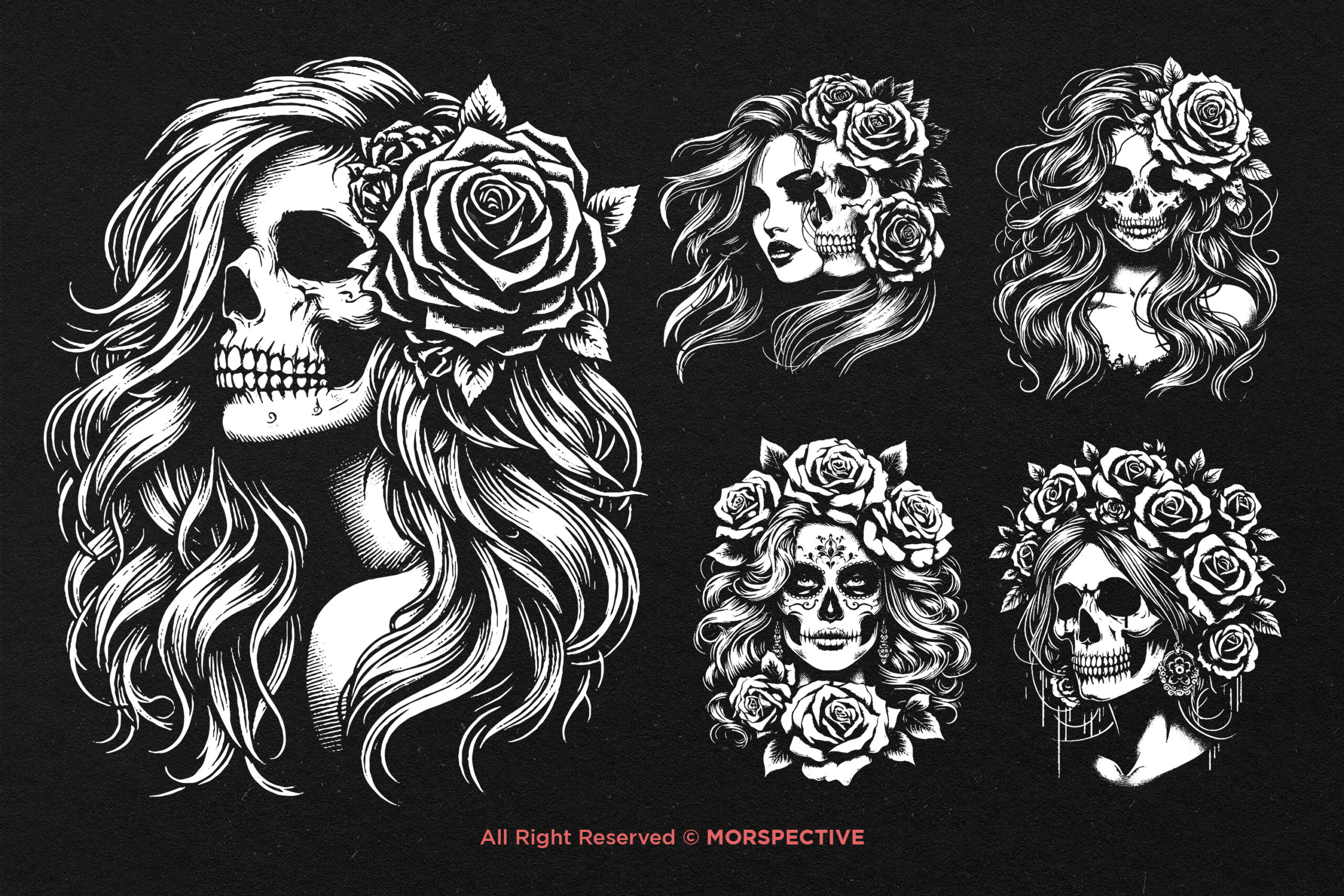 10 Bundle Dark Art Skull Girl - Image 4