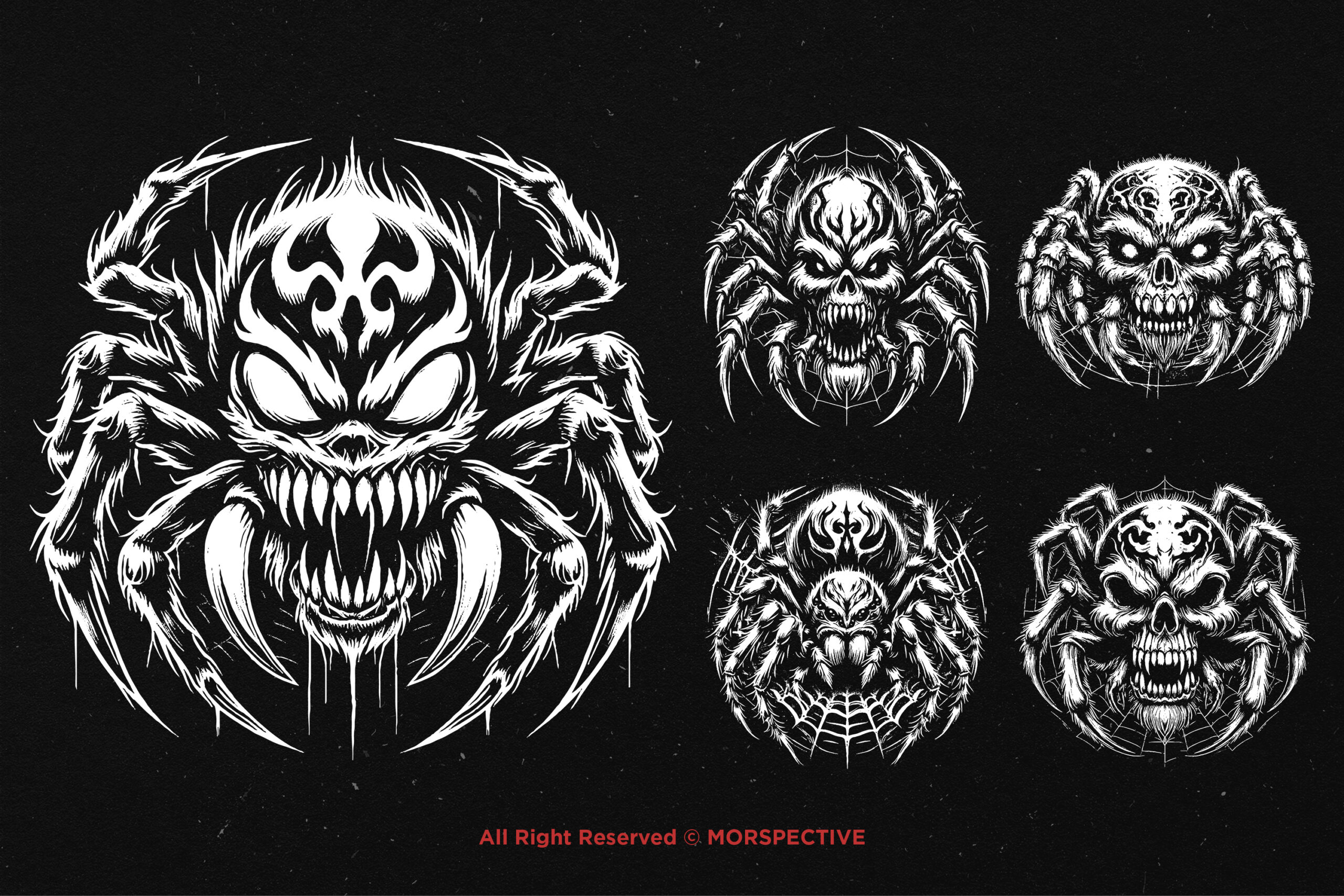 10 Bundle Dark Art Scary Spider Skull - Image 4