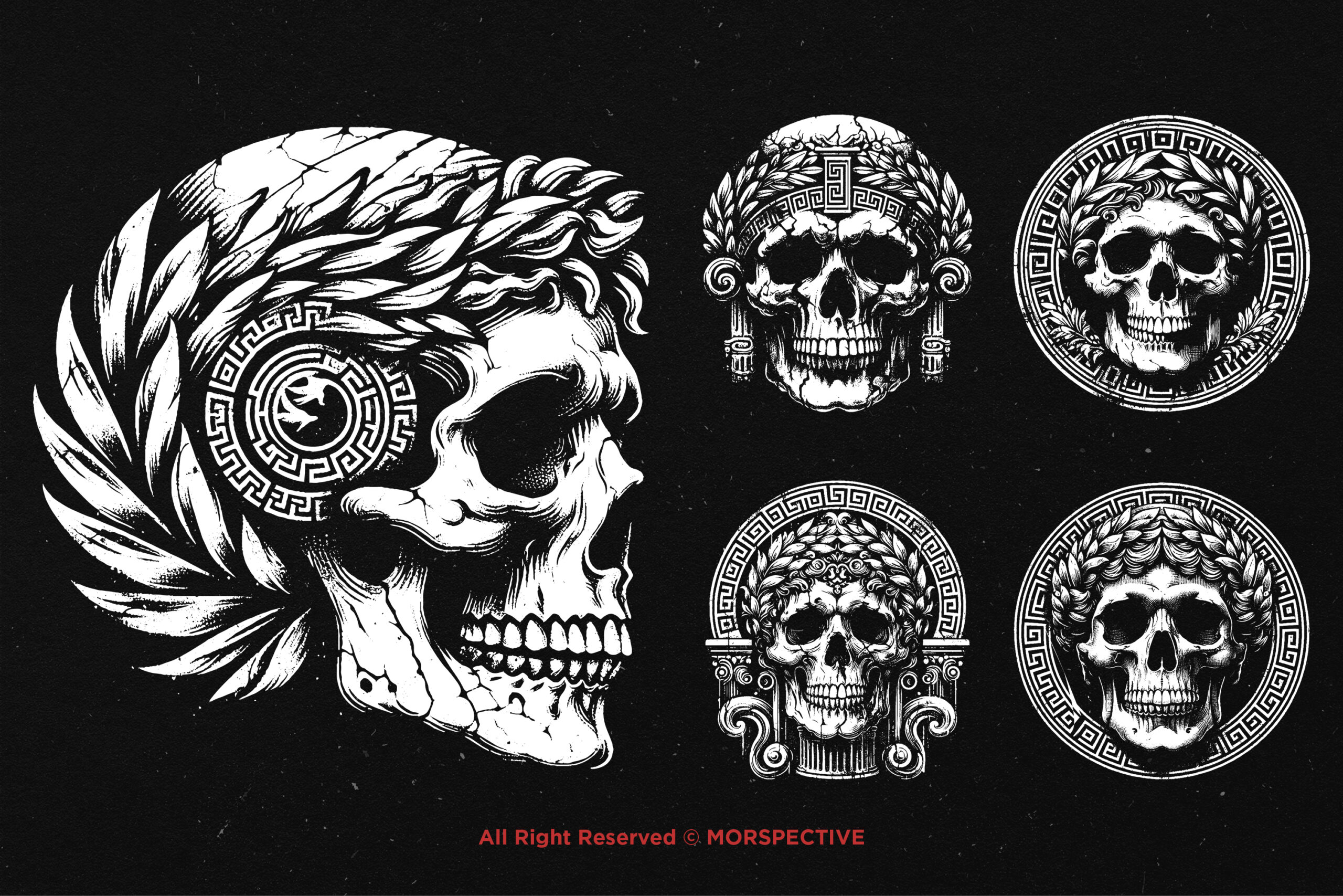 10 Bundle Dark Art Roman Skull - Image 4
