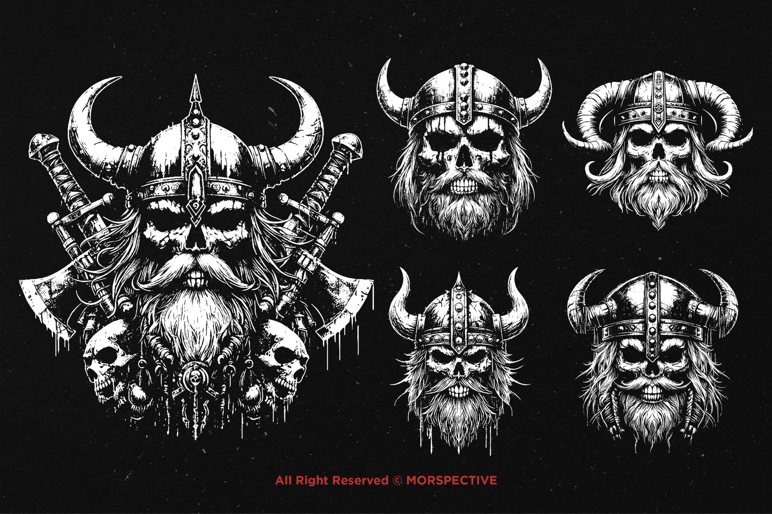 10 Bundle Dark Art Viking Skull - Image 3