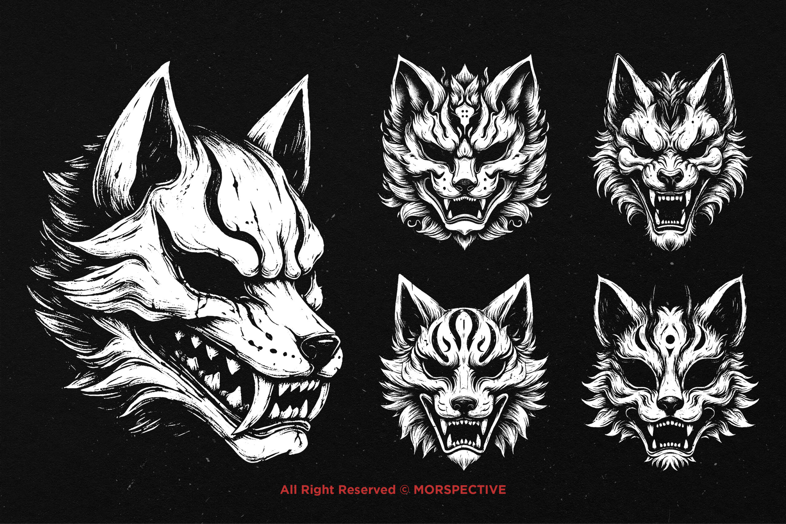 10 Bundle Dark Art Kitsune Mask 4 10 Bundle Dark Art Kitsune Mask - Image 4