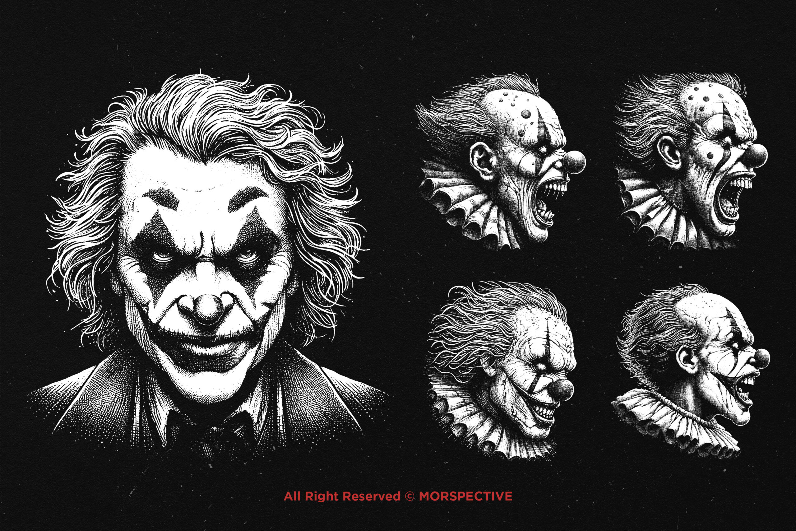 10 Bundle Dark Art Clown Face 4 10 Bundle Dark Art Clown Face - Image 4