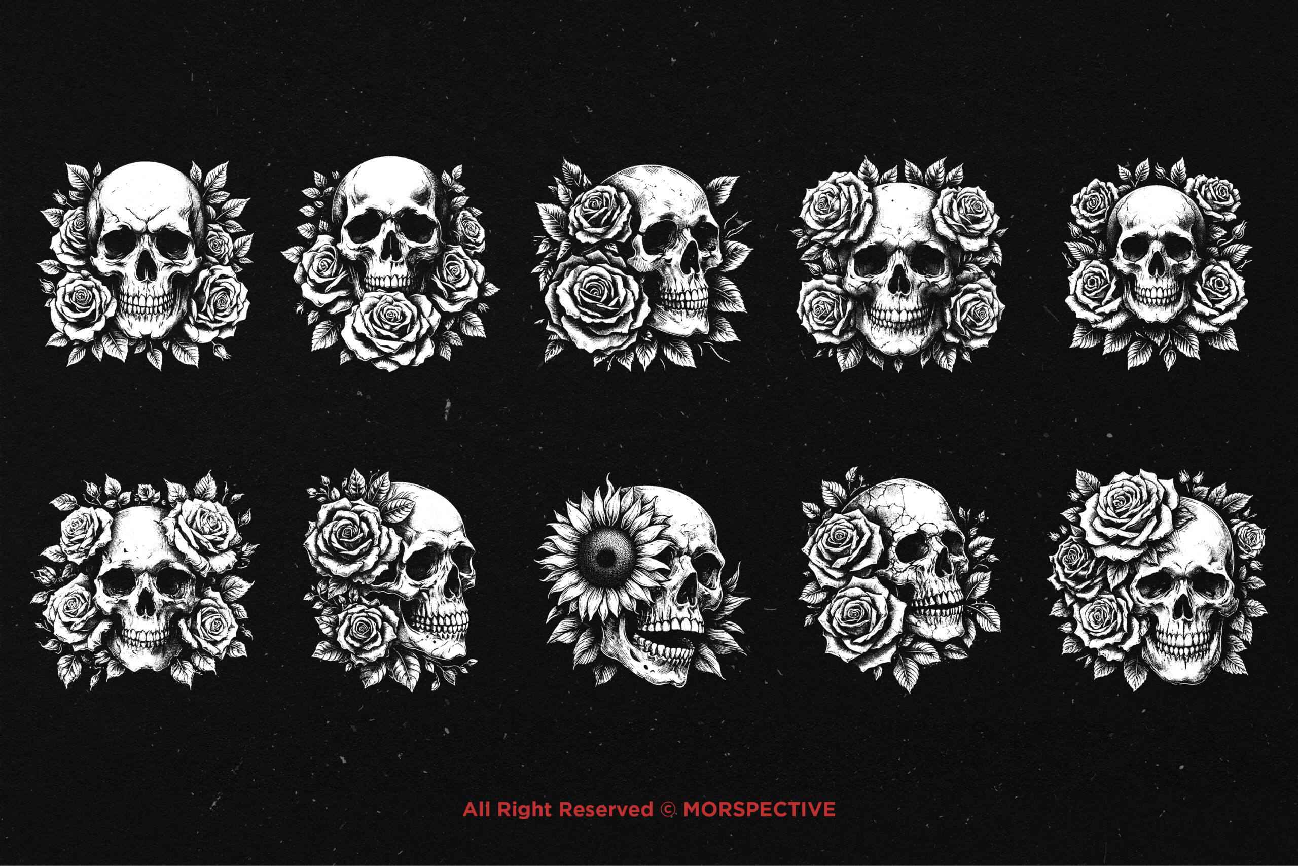 10 Bundle Dark Art Skull Rose Floral - Image 5